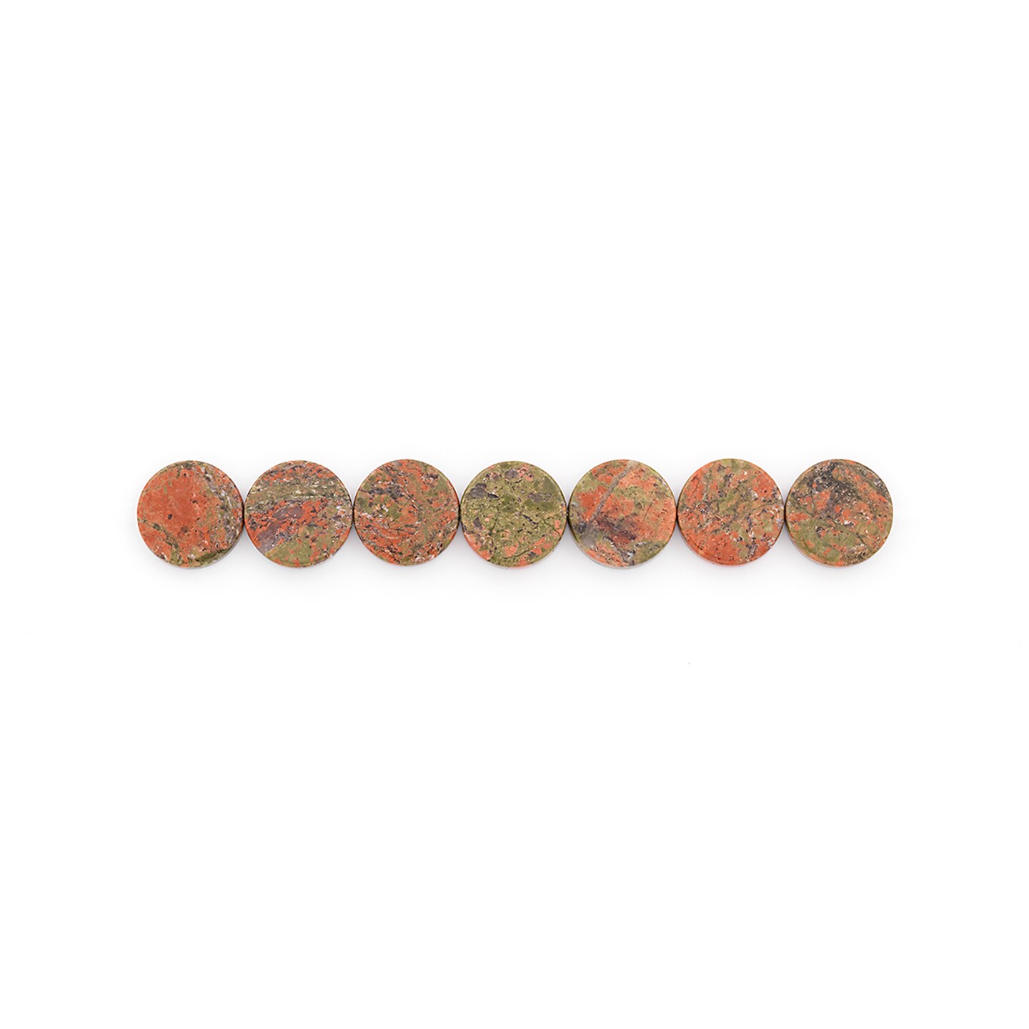 Unakite Disk Beads - 15mm - 7 pcs.