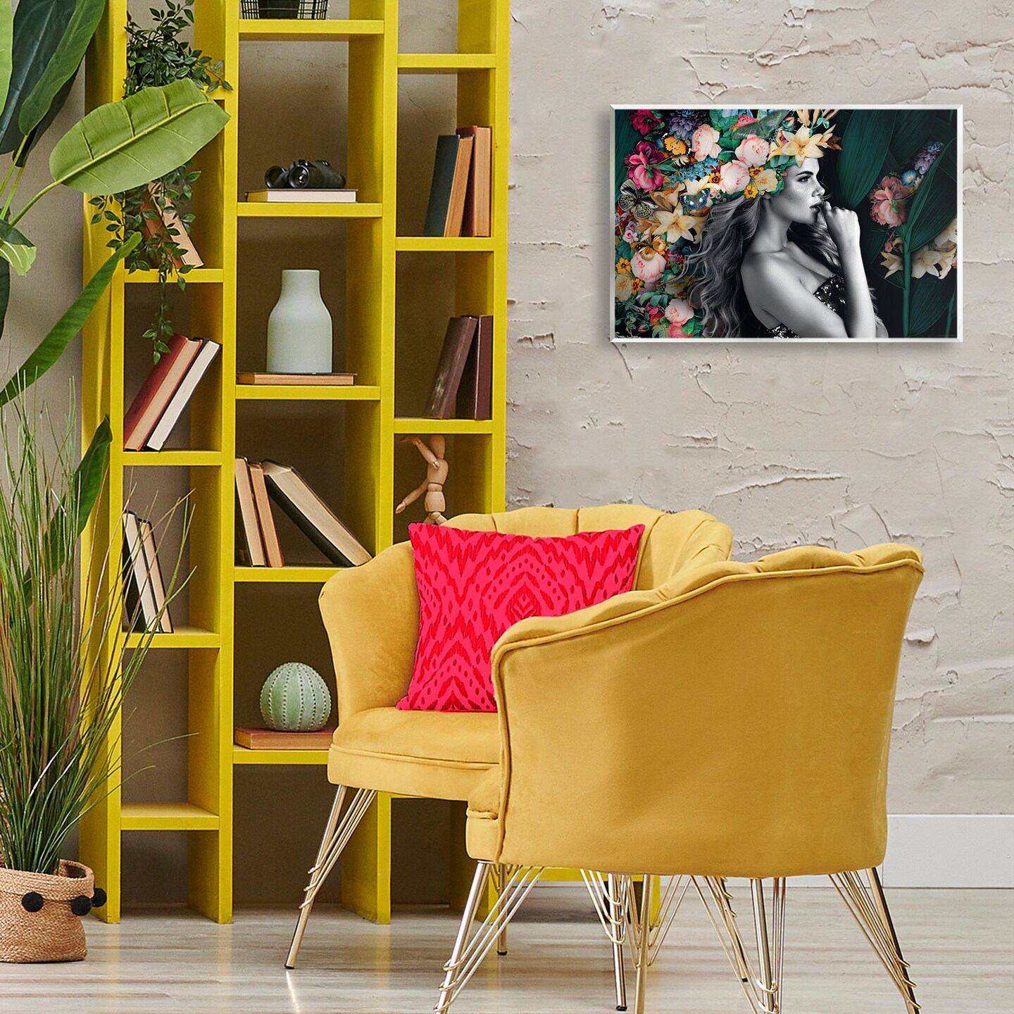 Stupell Industries Woman with Tropical Flowers Wall Plaque Art Design by Reinders