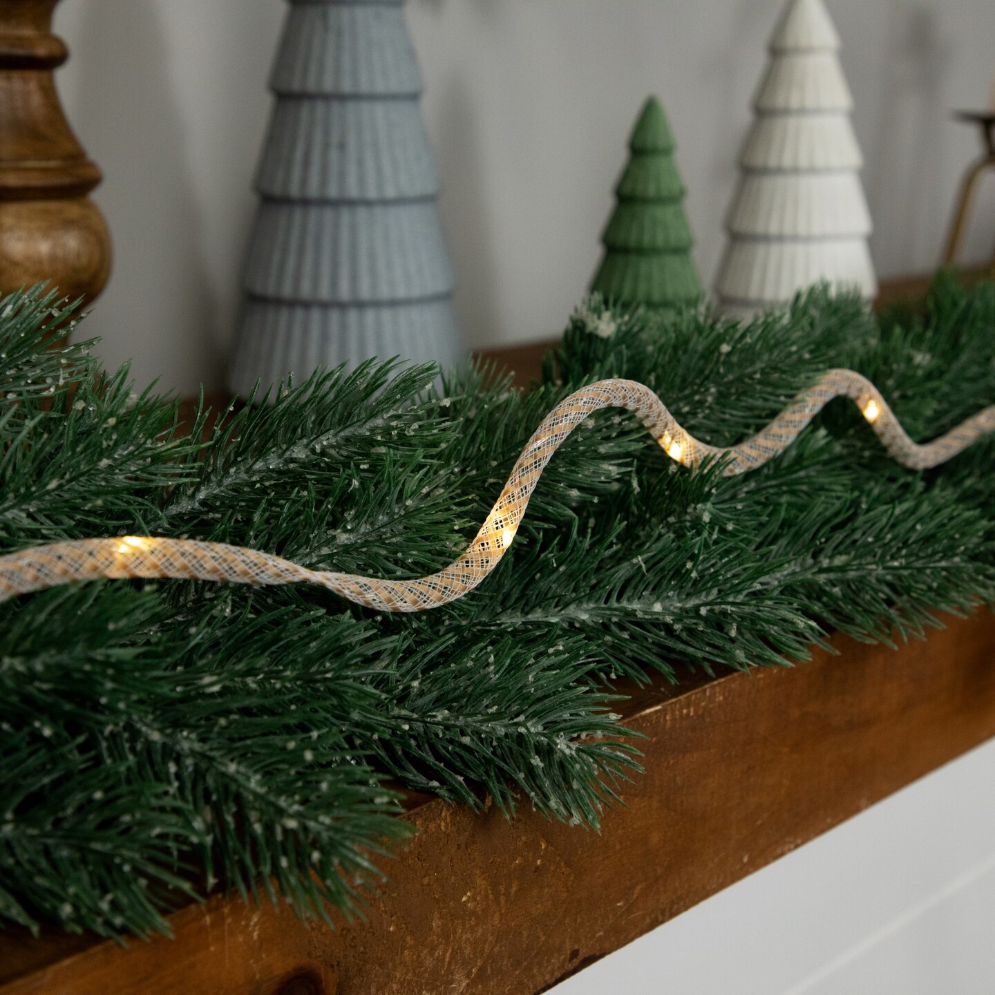 Northlight Pre-Lit Battery Operated Rope Christmas Garland - 6.75&#x27; x .25&#x22; - Warm White Lights