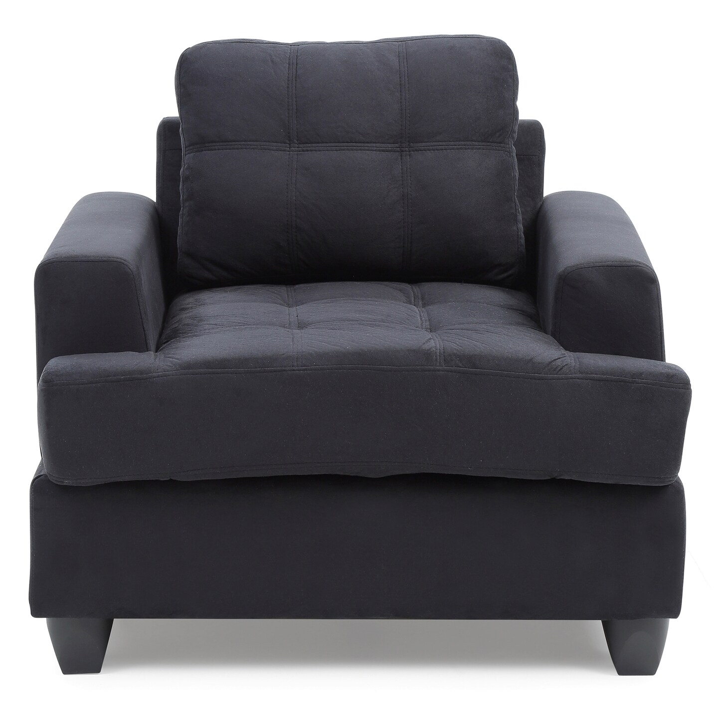 Contemporary Home Living Tufted Microfiber Upholstered Accent Chair - 38&#x22; - Black