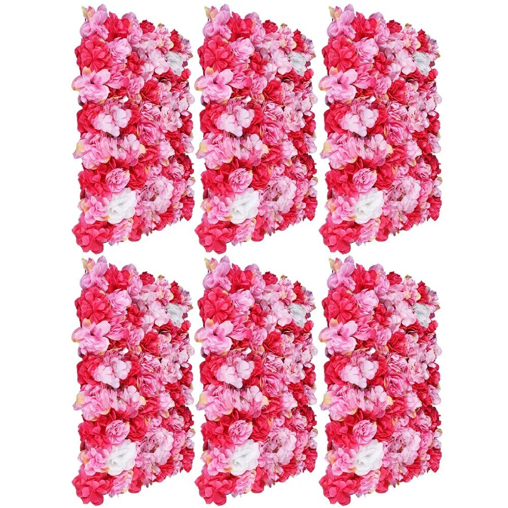6pcs Artificial Wedding Silk Flower Wall Decor Background Rose Hydrangea Panels
