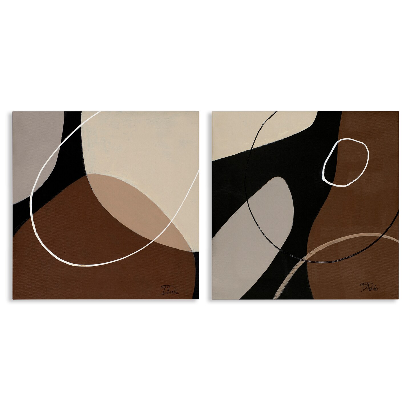Stupell Industries Classic Abstract Neutral Shape 2 pc Canvas Wall Art Set Design by Patricia Pinto