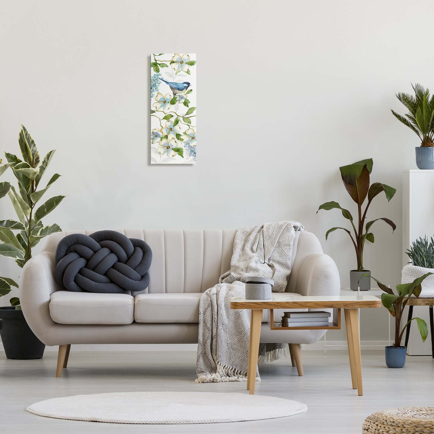 Stupell Industries Bird Perched on Dogwood Canvas Wall Art Design by Nan