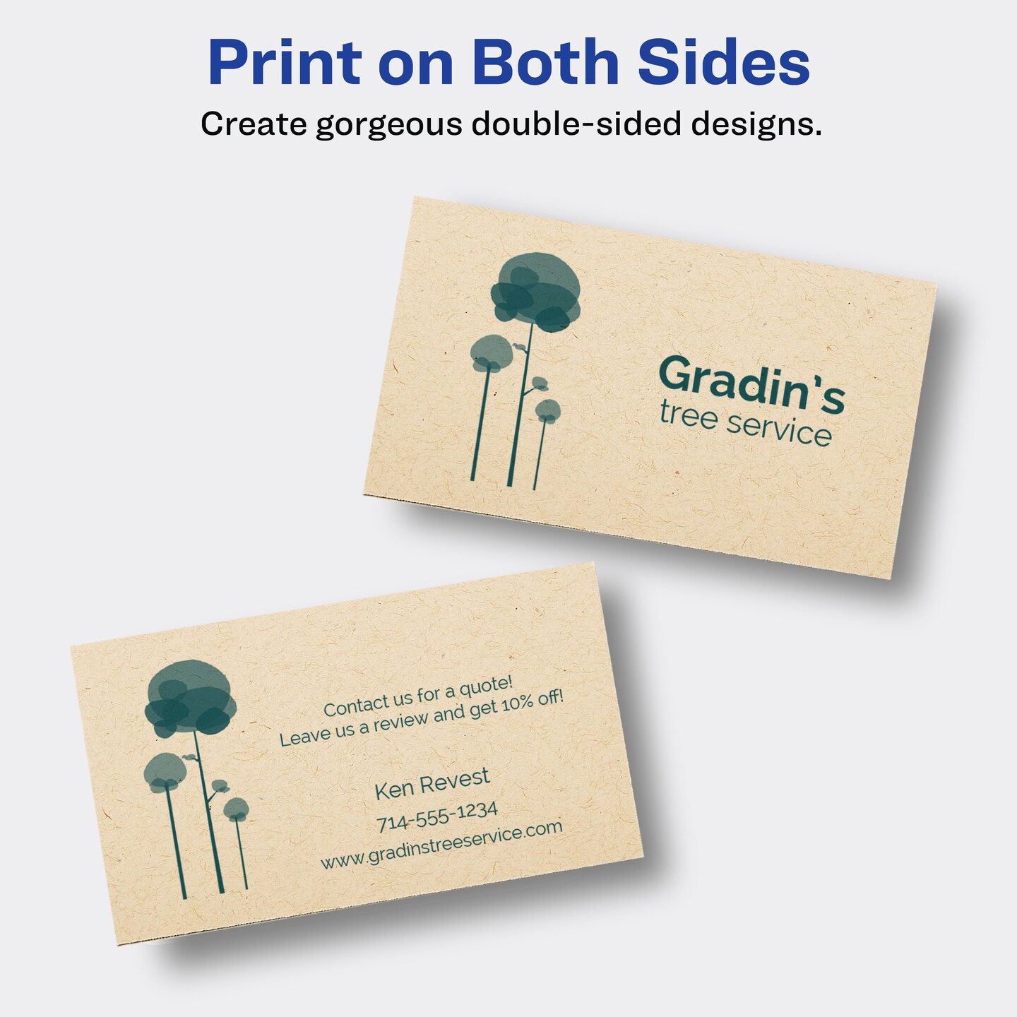 Avery Kraft Brown Business Cards with Sure Feed Technology, 2&#x22; x 3.5&#x22;, Laser/Inkjet, 150 Printable Business Cards, Also Great for Appointment Cards and Loyalty Cards (28311)