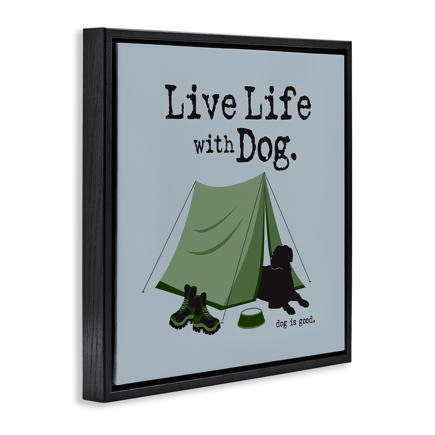 Stupell Industries Camping with Dog Framed Floater Canvas Wall Art Design by Dog Is Good