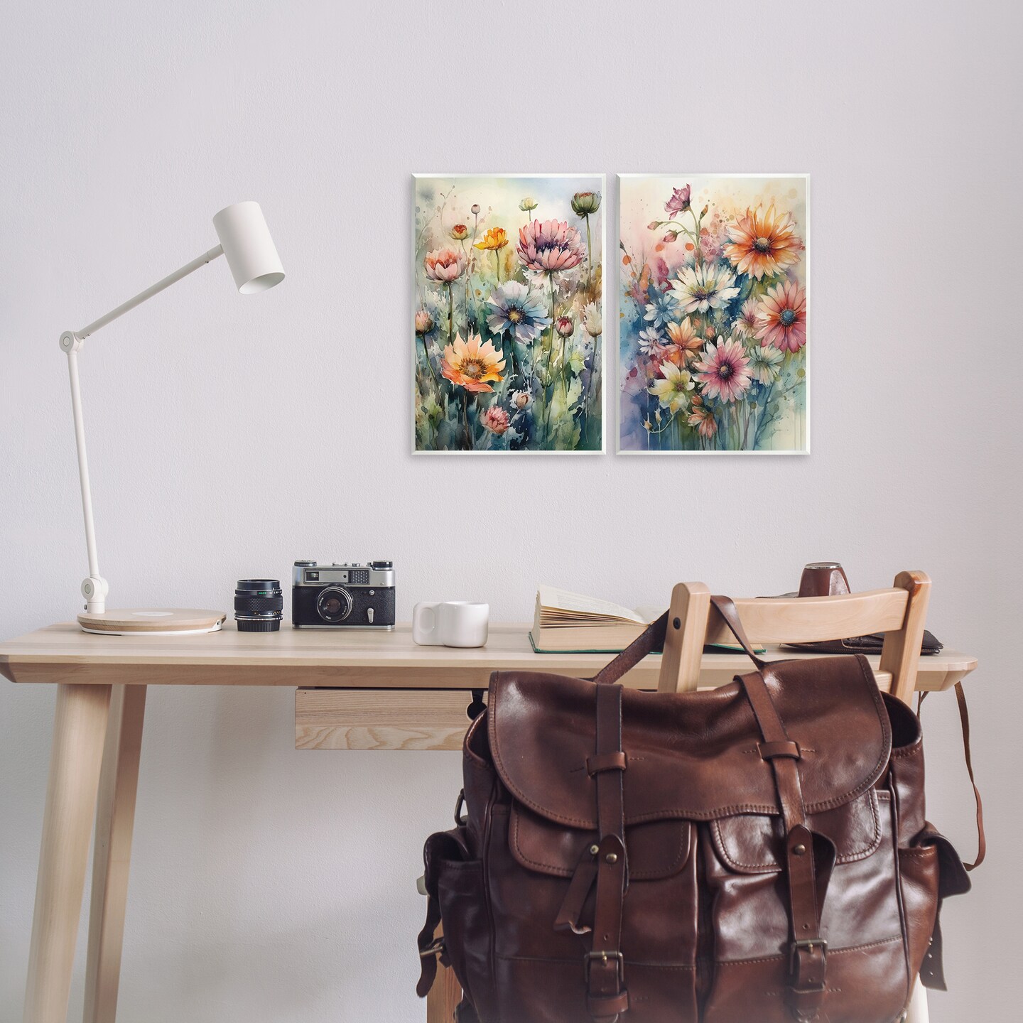 Stupell Industries Watercolor Daisy Field Flowers 2 pc Wall Plaque Art Set Design by Ryley Gray