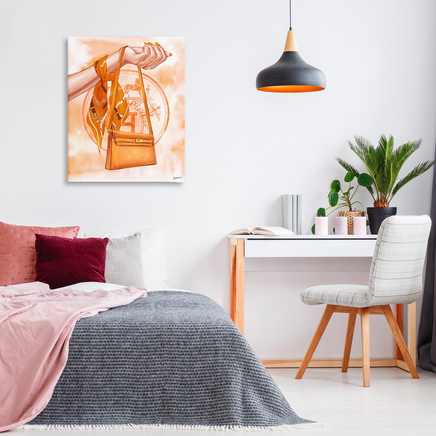 Stupell Industries Holding Orange Handbag Canvas Wall Art Design by Ziwei Li