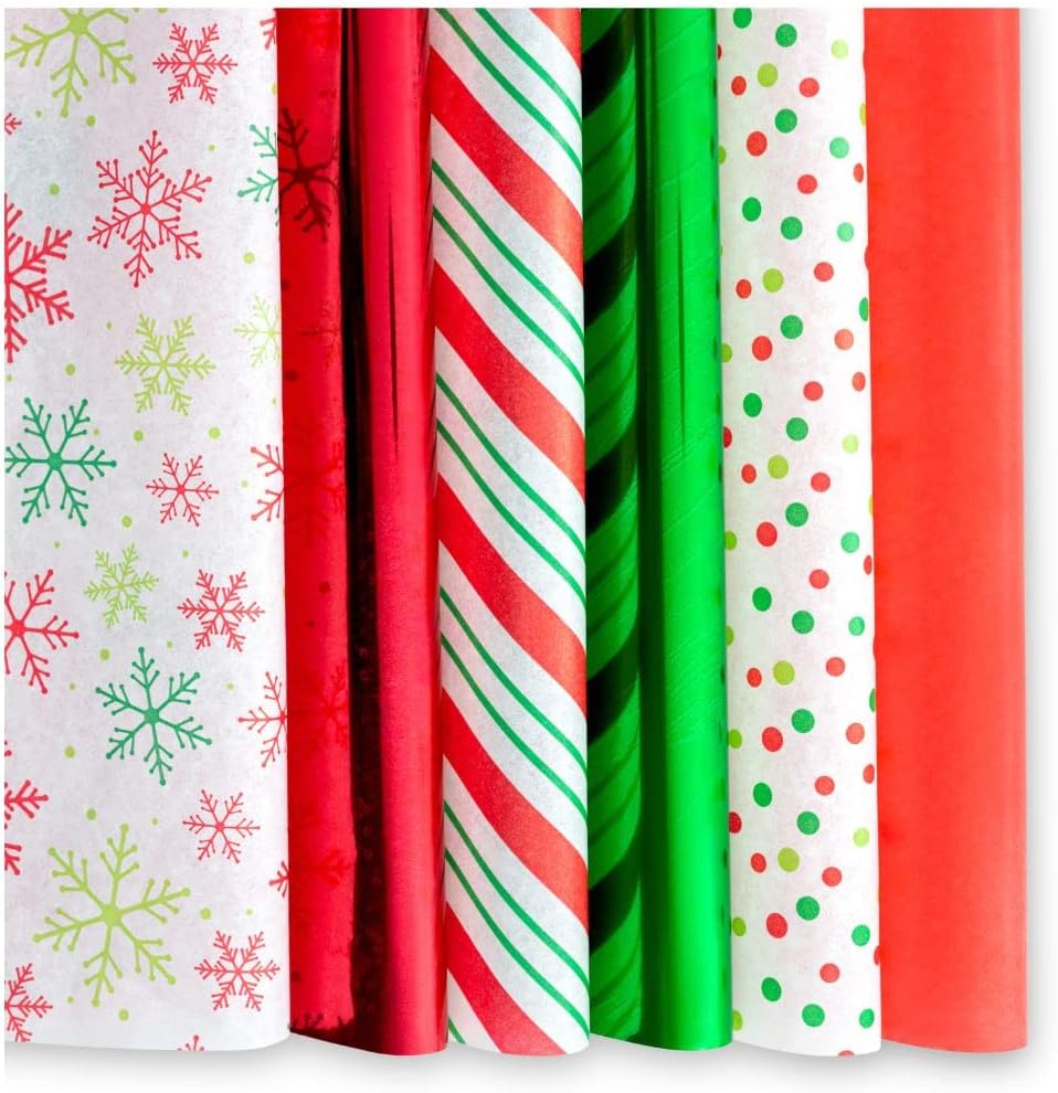 Christmas Tissue Paper for Gift Bags-100 Sheets Bulk Christmas Wrapping Paper- Holiday Tissue Paper Snowflake Shiny Metallic 20&#x22;X20&#x22; inch Gift Wrapping Holiday Tissue Paper Sheets (100ct Metallic Christmas Tissue)