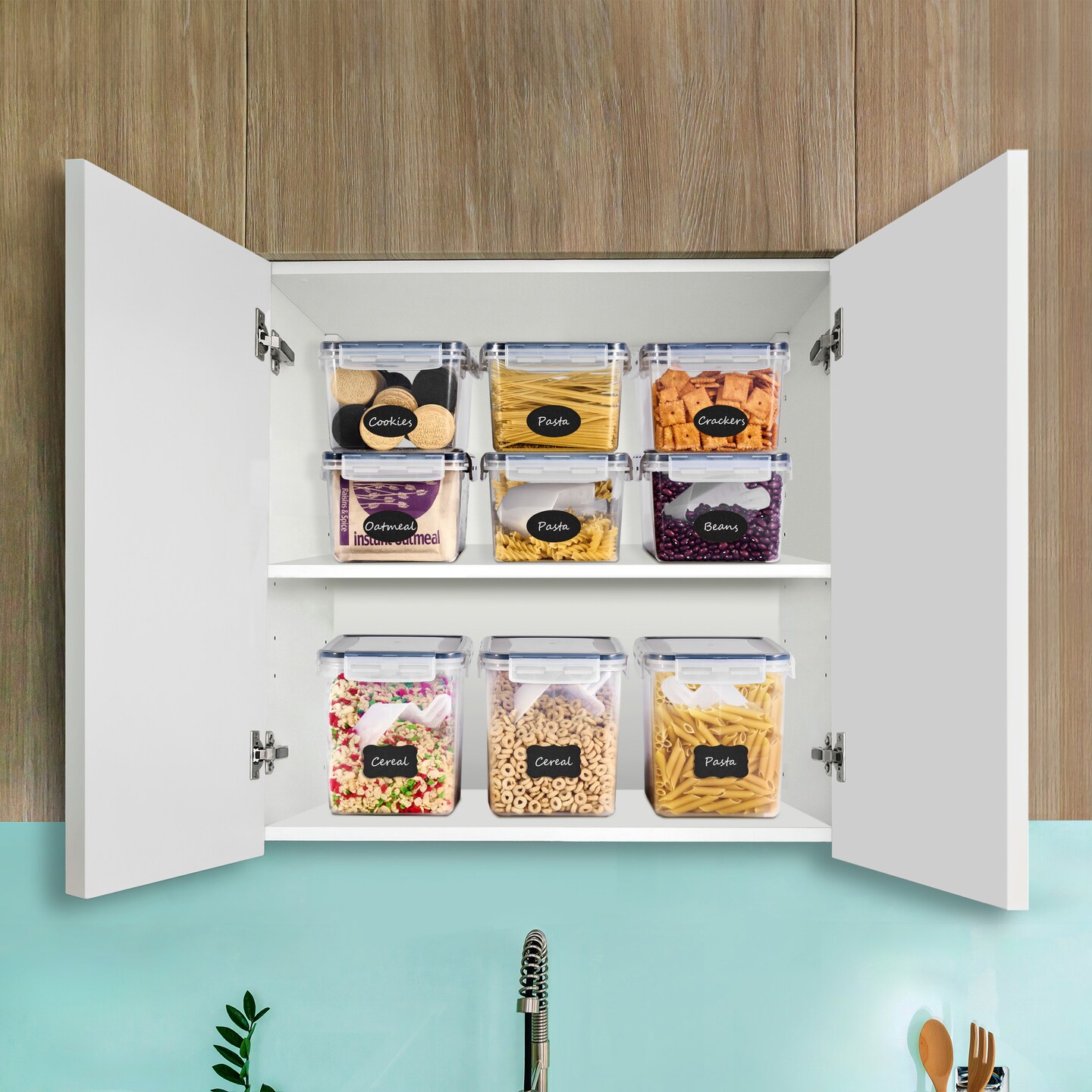 Sorbus Large Food Storage Containers - Pack of 6 with Air Tight, Four-Way Snap Lids