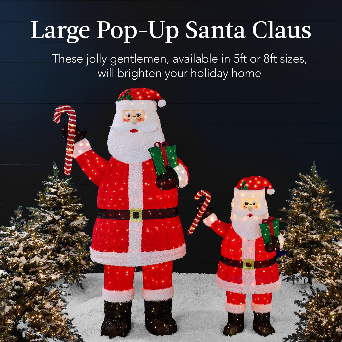 Best Choice Products Lighted Pop-Up Santa Claus, Outdoor Christmas Holiday Decoration w/ LED Lights, Hat, Gift
