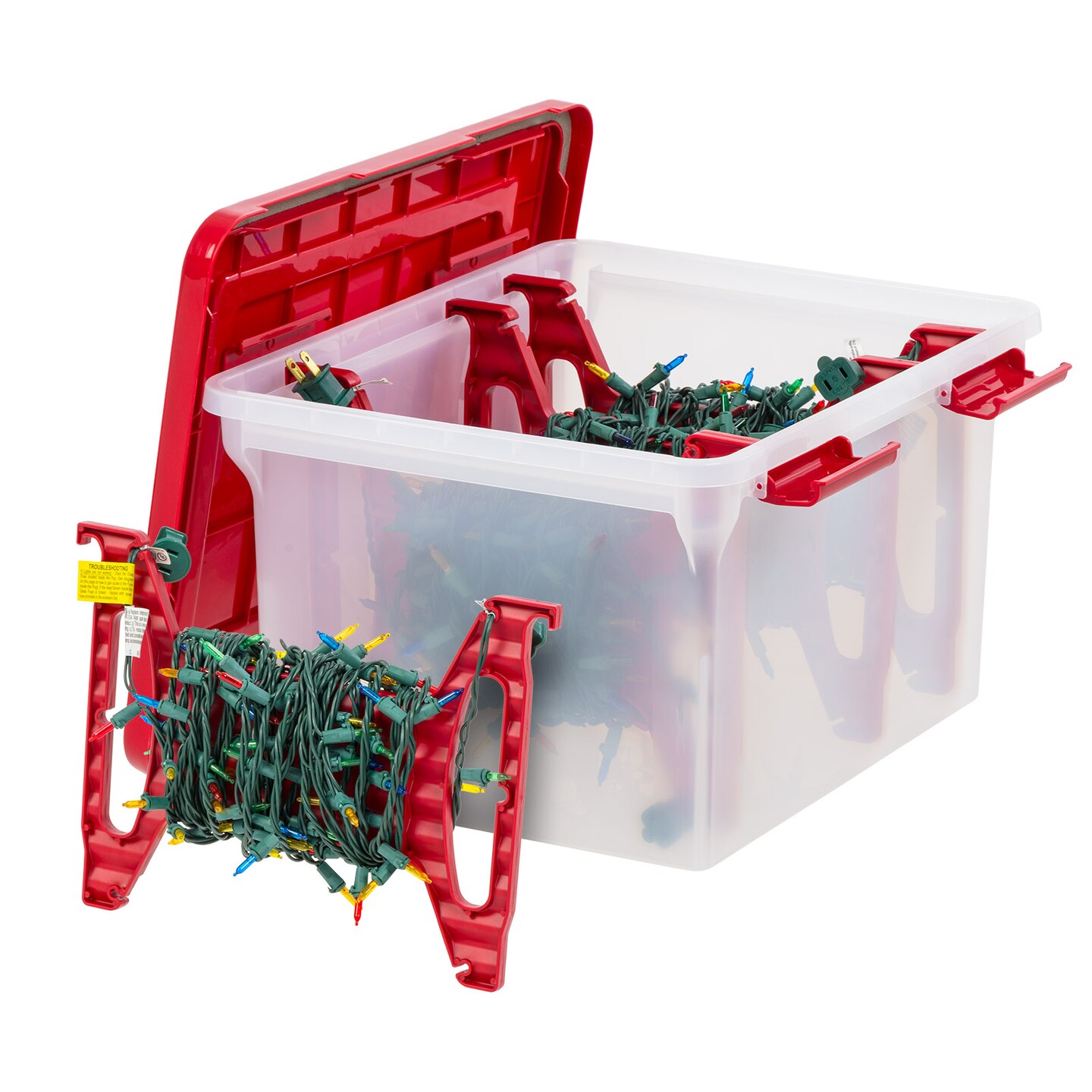 IRIS USA 6Pack 32qt WeatherPro Light and Garland Storage Box Container with 4 Inserts