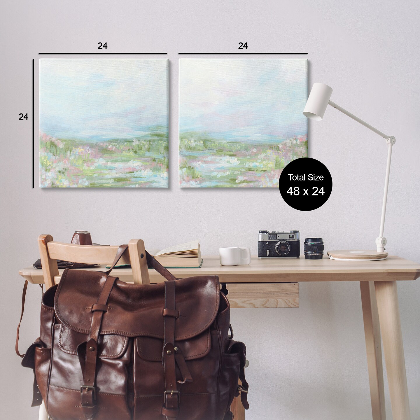 Stupell Industries Pastel Abstract Spring Field 2 pc Canvas Wall Art Set Design by June Erica Vess