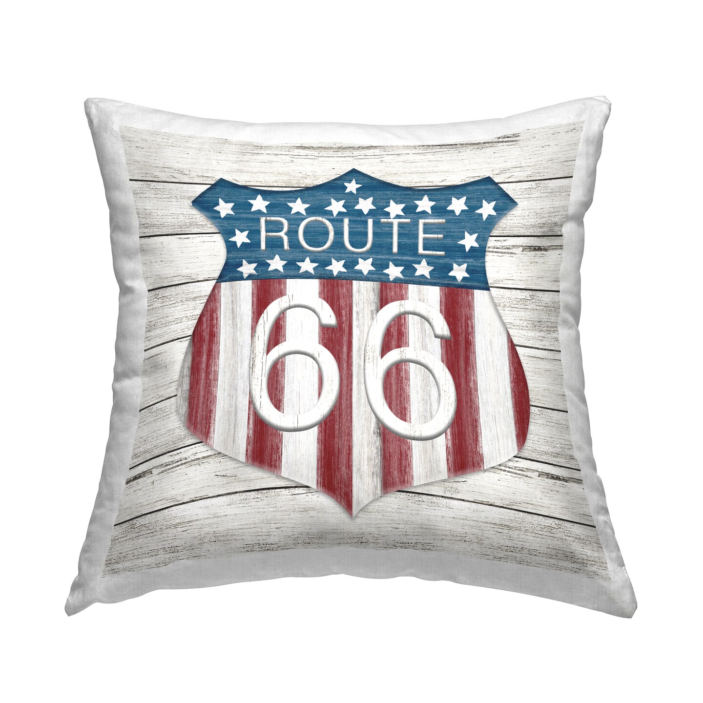 Rustic Route 66 Decorative Printed Throw Pillow Design by Natalie Carpentieri, 18 x 7 x 18