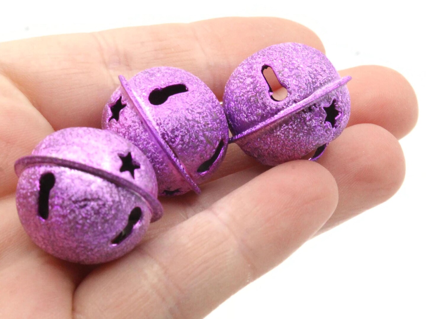 6 24mm Purple Jingle Bell Charms