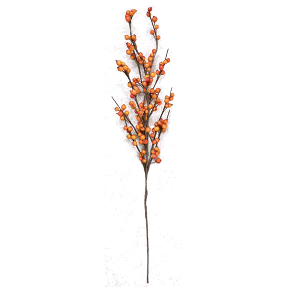 27&#x22;High Orange Berry Spray with Brown-Wrapped Wired Stems Perfect for Fall Decor