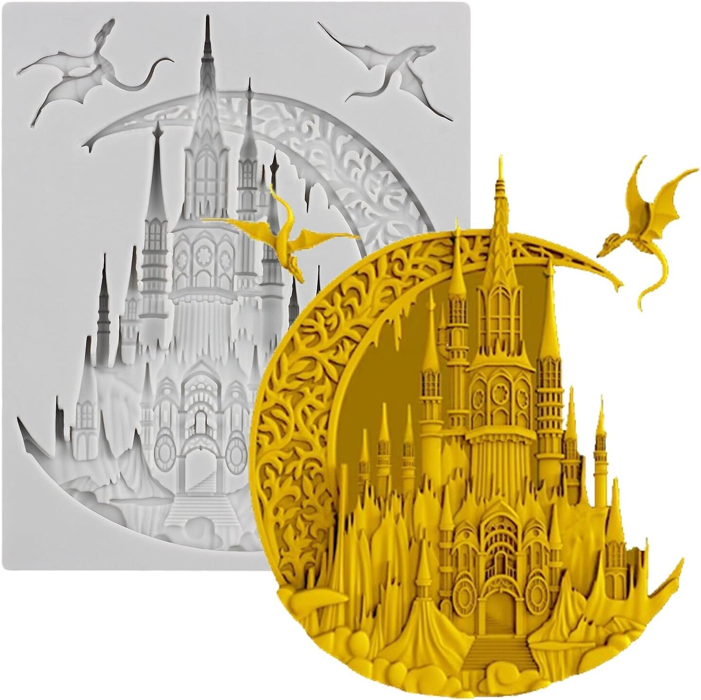 Castle Silicone Fondant Mold Moon Castle Chocolate Candy Mold For Cake Decorating Cupcake Topper Polymer Clay Gum Paste