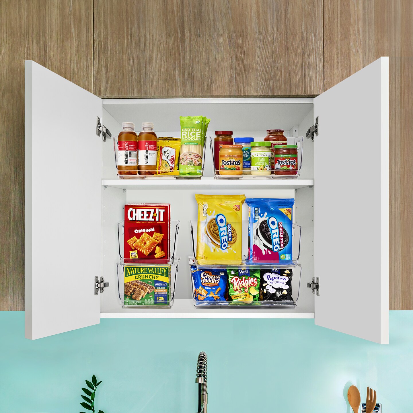 Sorbus Large 2 Pack Stackable Storage Bins Open Front - Clear Pantry Bins for Storage and Organization