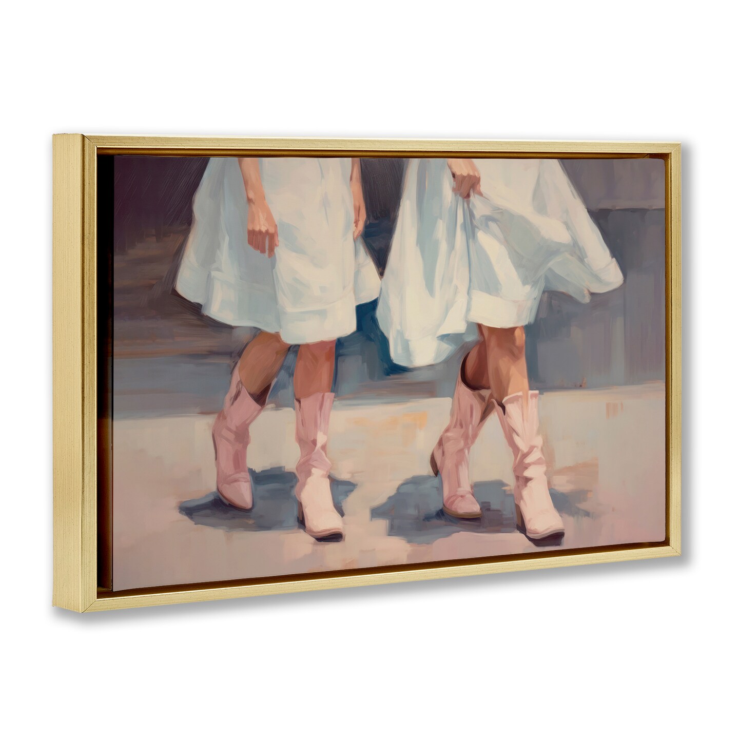 Stupell Industries Friends with Cowgirl Boots Framed Floater Canvas Wall Art Design by Sisi and Seb