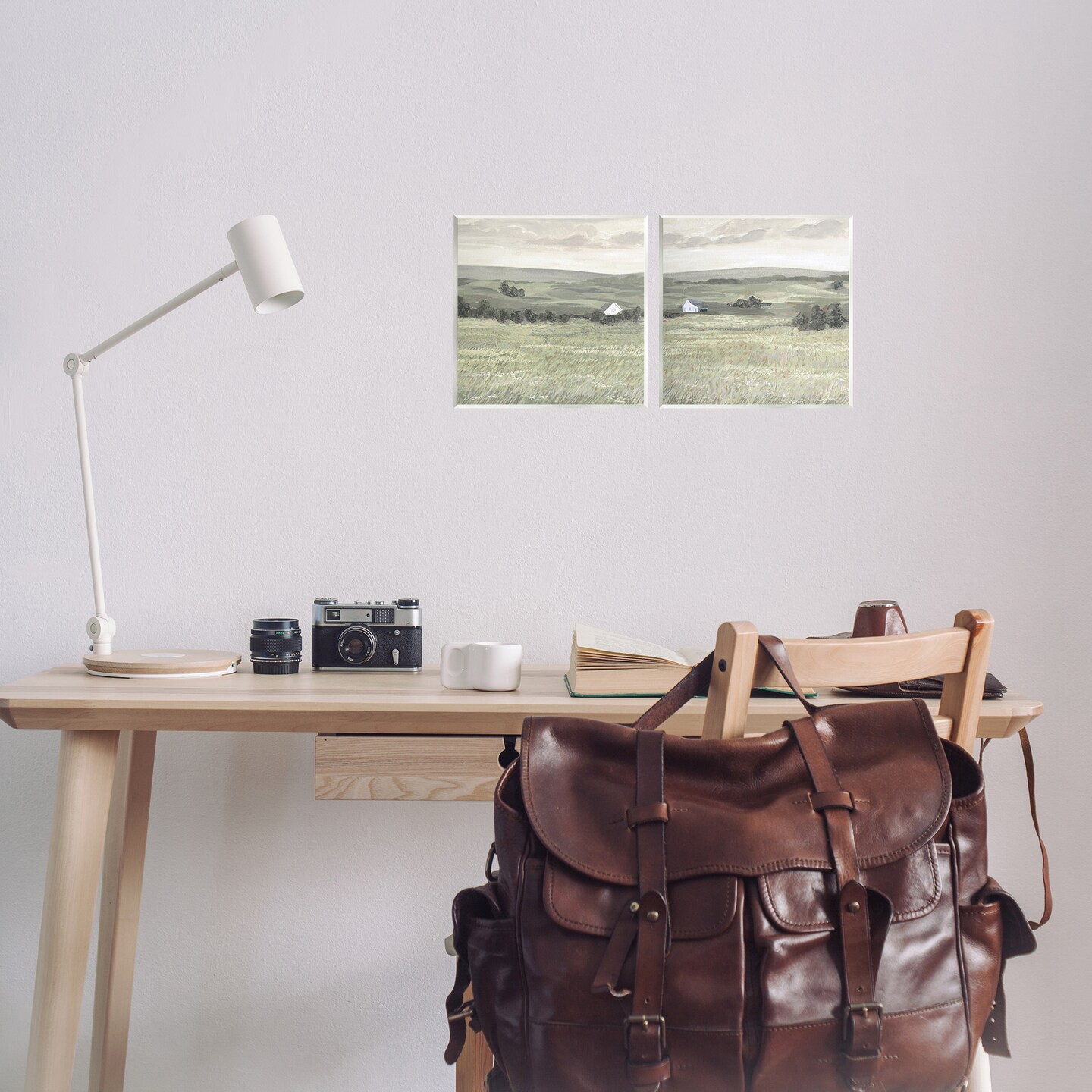 Stupell Industries Traditional Distant Farmhouse Field 2 pc Wall Plaque Art Set Design by Victoria Borges