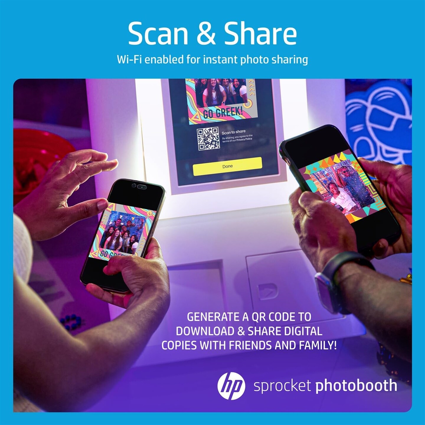 HP Sprocket Photobooth 3x4" Photo Printer Bundle w/3.5 x 4.25” Zink Photo Paper (300 Sheets)