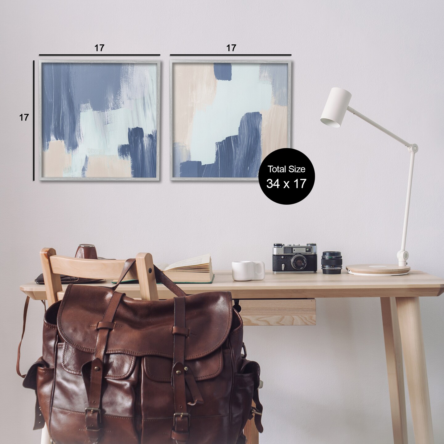 Stupell Industries Restless Blue Brush Strokes 2 pc Framed Giclee Wall Art Set Design by Lucille Price