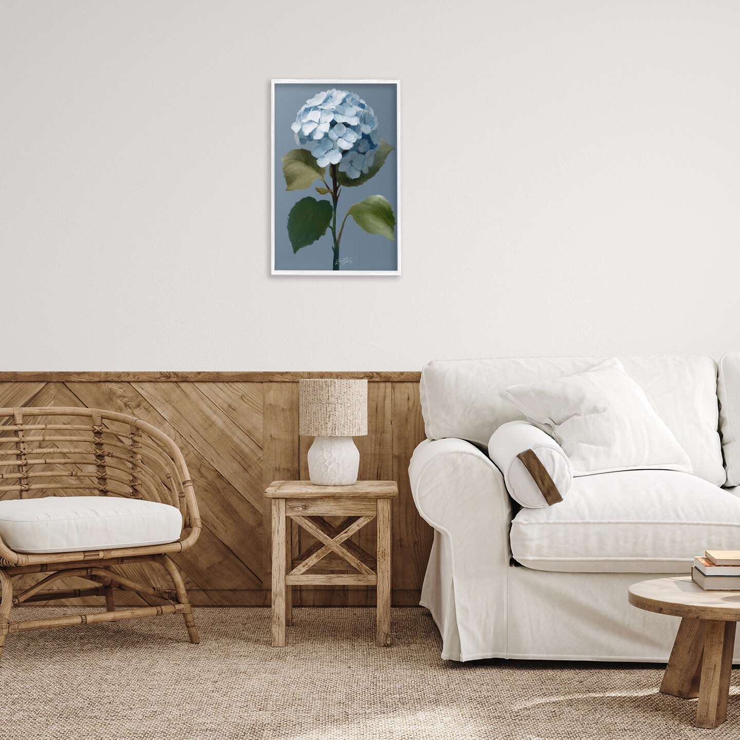 Stupell Industries Delicate Blue Hydrangea Framed Giclee Wall Art Design by Elizabeth Medley