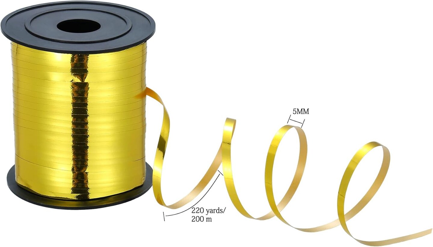 880 Yards Christmas Curling Ribbon Metallic Gold Silver Red Green Shiny Cibbon Set Balloon String Metal Curly Ribbon for Christmas Gift Wrap Craft Holiday Decoration