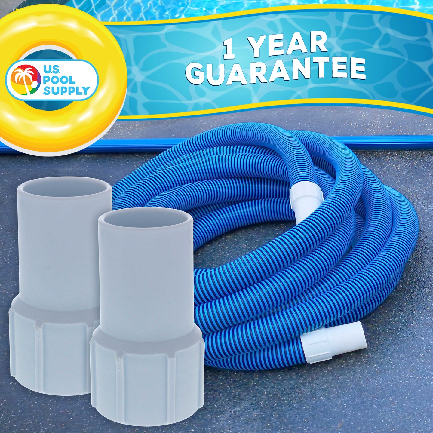U.S. Pool Supply 1-1/2&#x22; Pool Hose Cuff, 2 Pack - Swimming Pool Replacement Cuff for Spiral-Wound Vacuum Hoses - Threaded Cuff, Repair Hose Ends