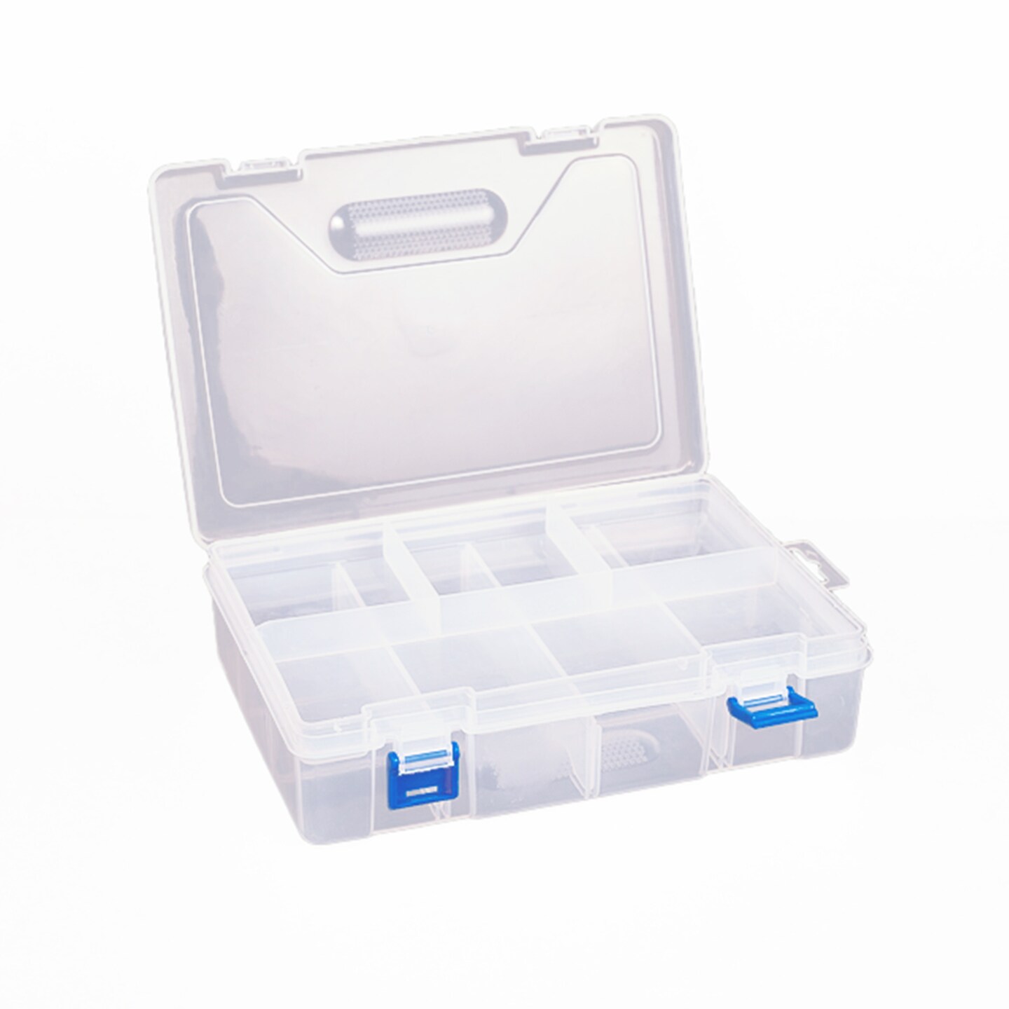 Plastic Storage Organizer Box with 8 Slots, Removable Dividers and Tray - for Craft, Jewelry, Office, Beauty, Travel Etc.