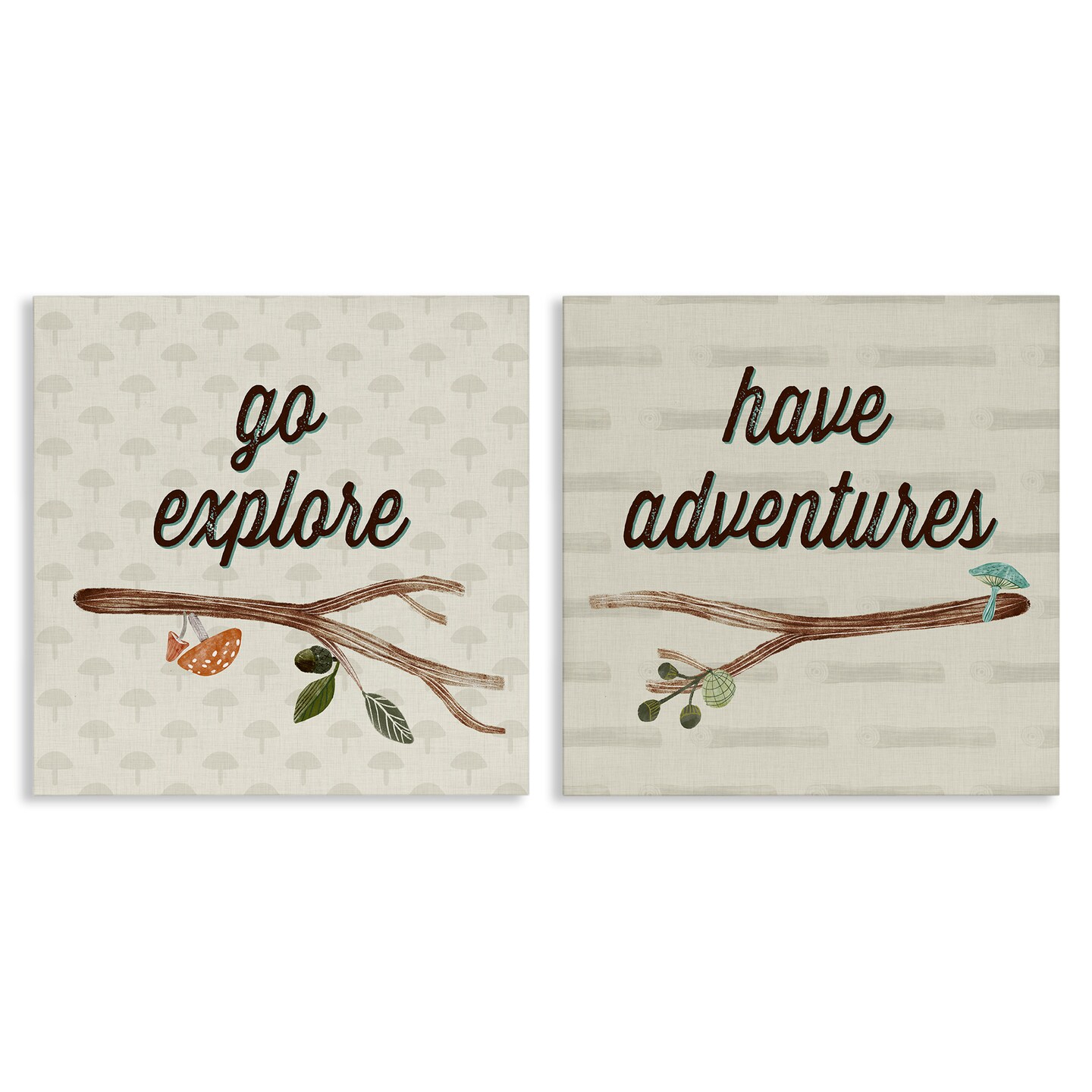Stupell Industries Explore & Adventures Branches 2 pc Canvas Wall Art Set Design by Angel Nicole