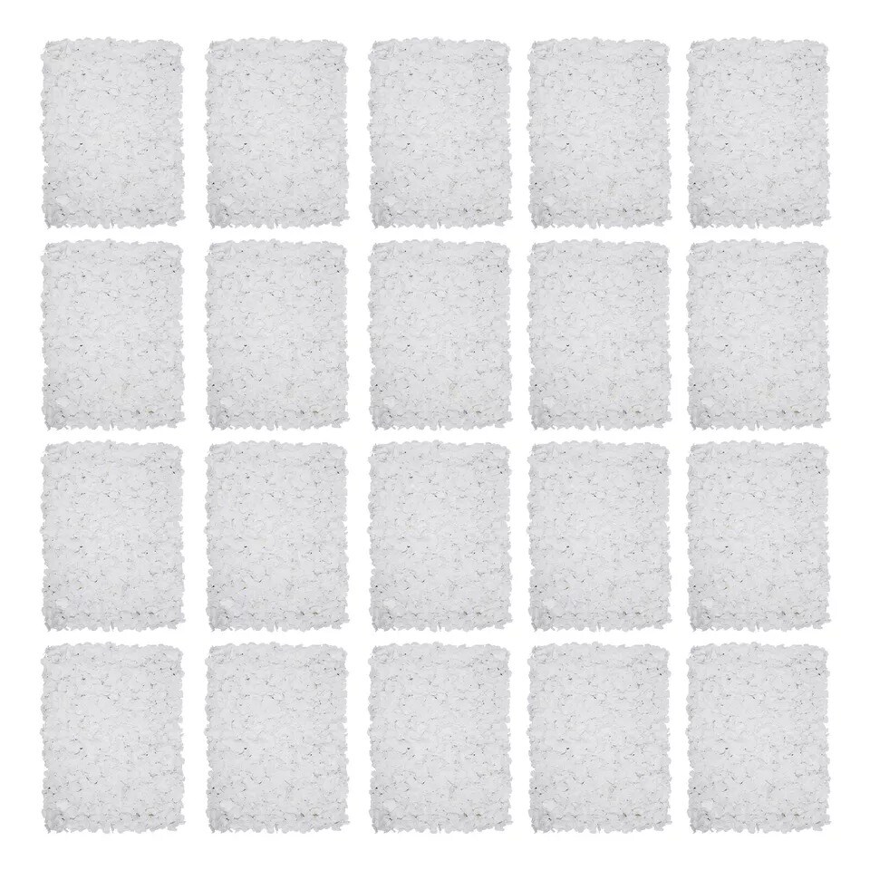 20Pcs Flower Panel Artificial Flower Wall Panel White Flower Backdrop Wall Decor