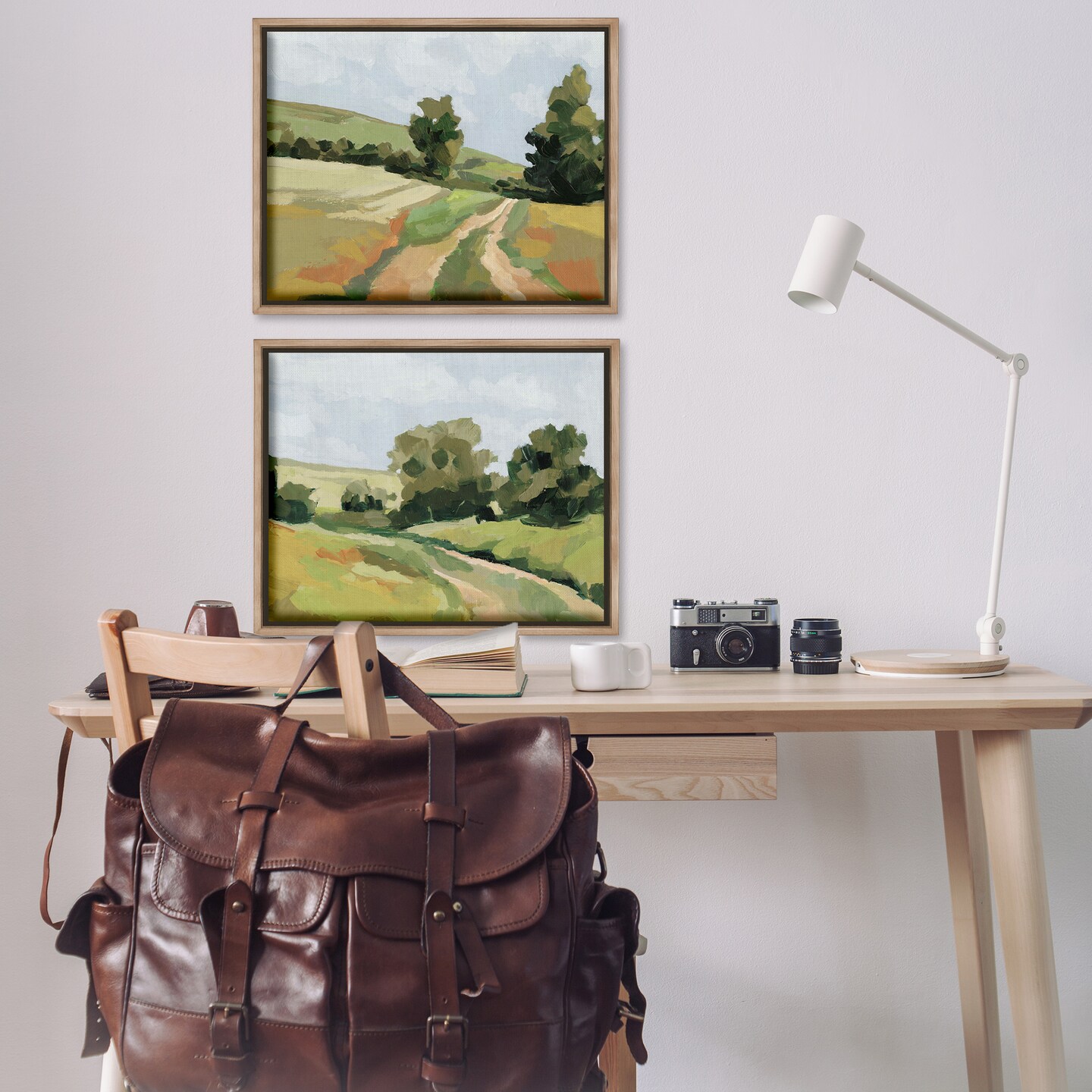 Stupell Industries Abstract Country Road Landscape 2 pc Framed Floater Canvas Wall Art Set Design by Victoria Barnes