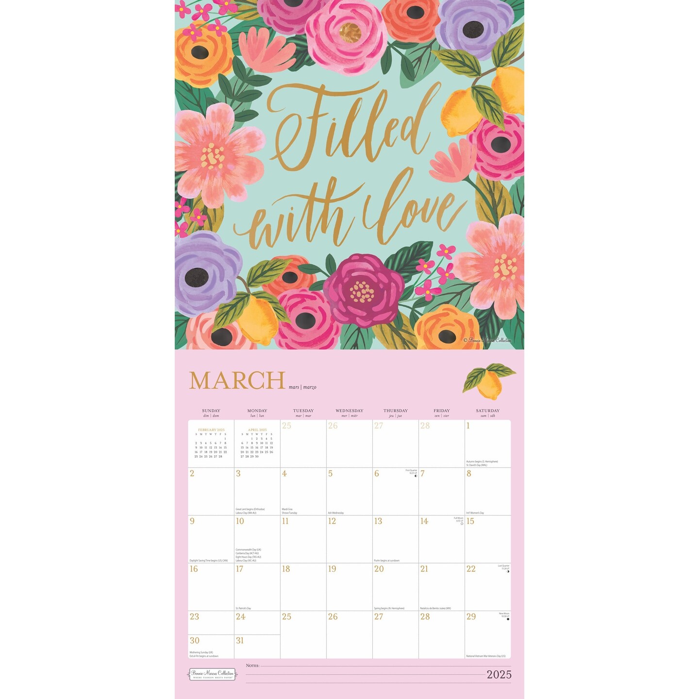 Bonnie Marcus OFFICIAL | 2025 12 x 24 Inch Monthly Square Wall Calendar | Foil Stamped Cover | Plato | Fashion Designer Stationery