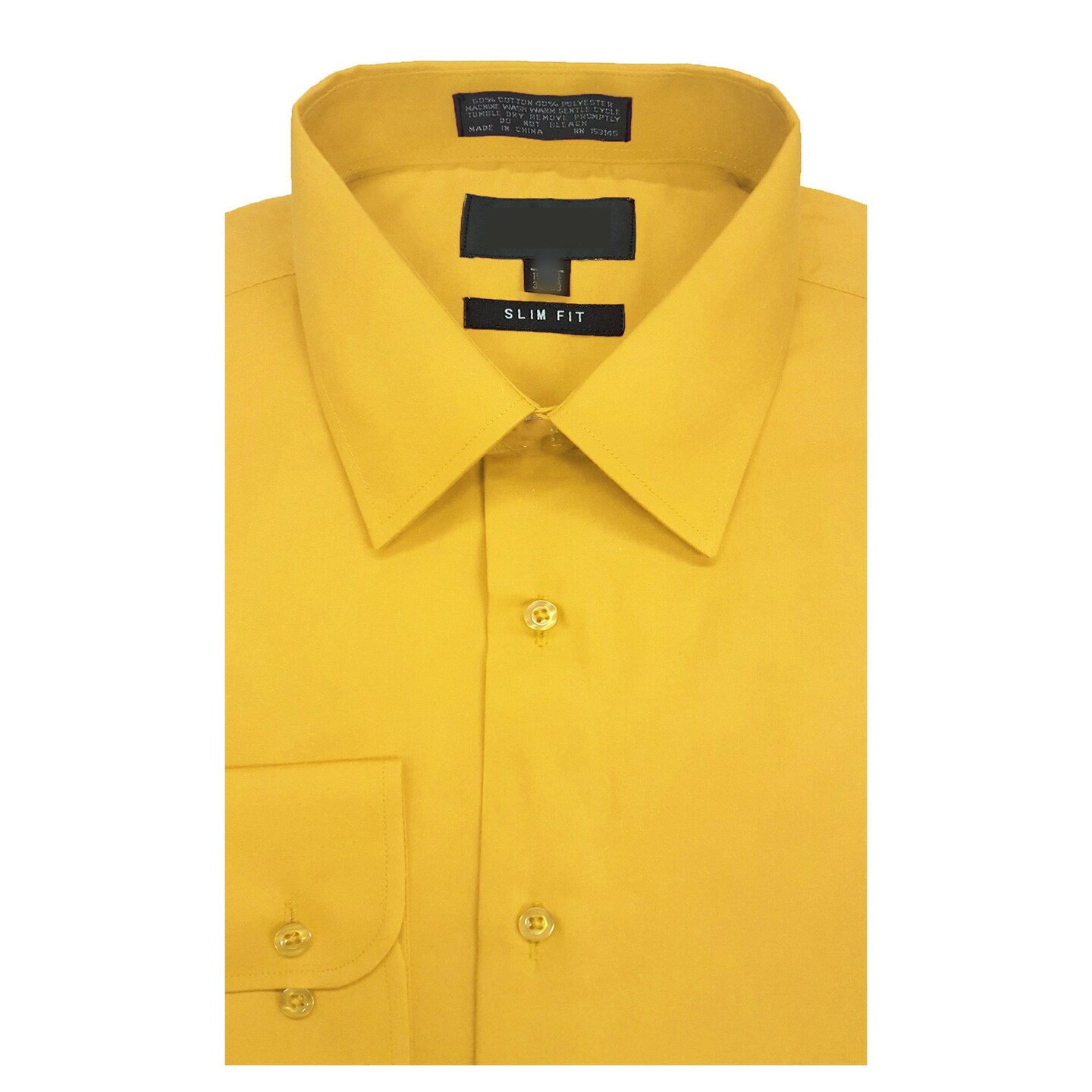Yellow Slim Fit Long Sleeve Collared Shirt