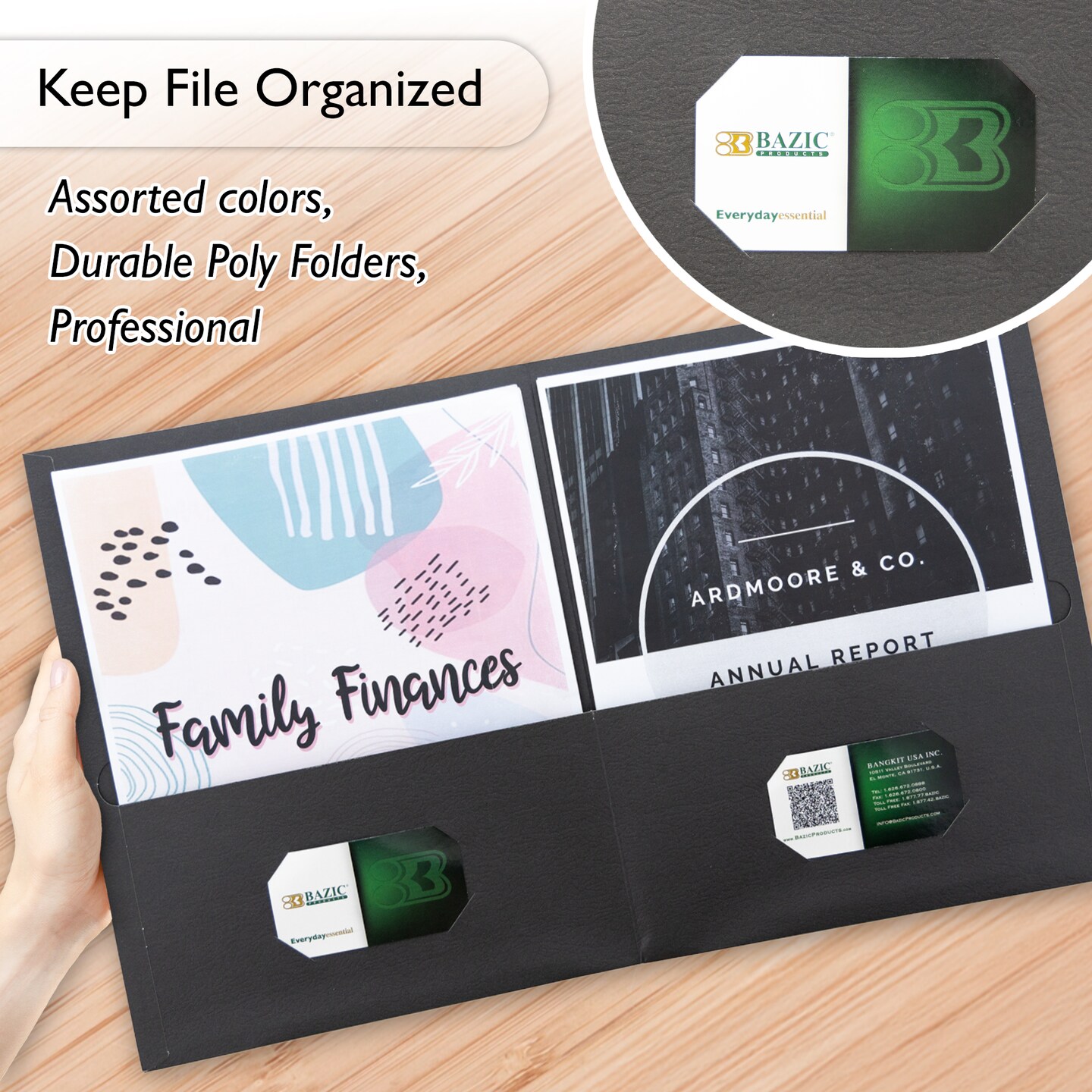BAZIC 2-Pockets Portfolios Premium Assorted Color (25/Box)