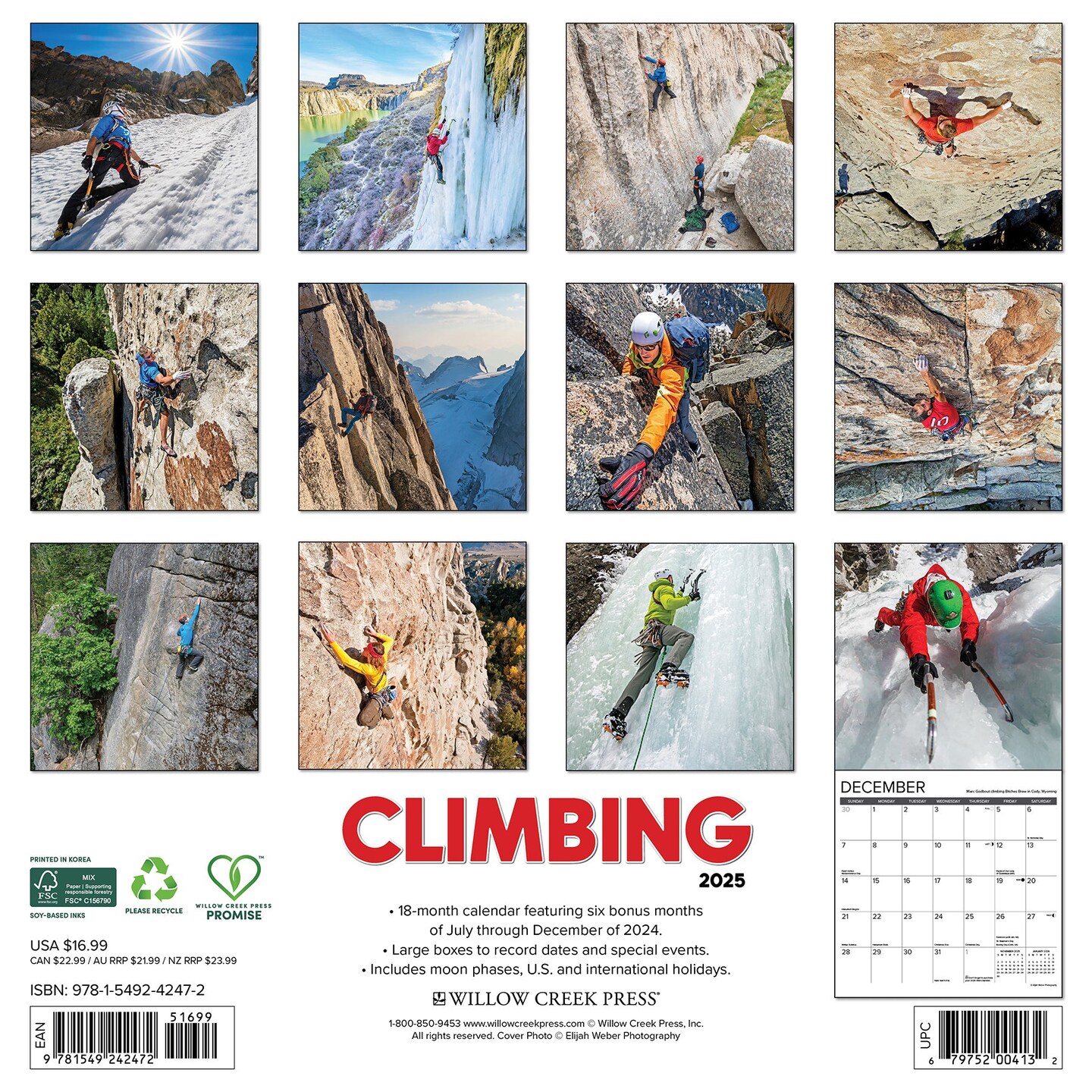 Climbing 2025 Wall Calendar