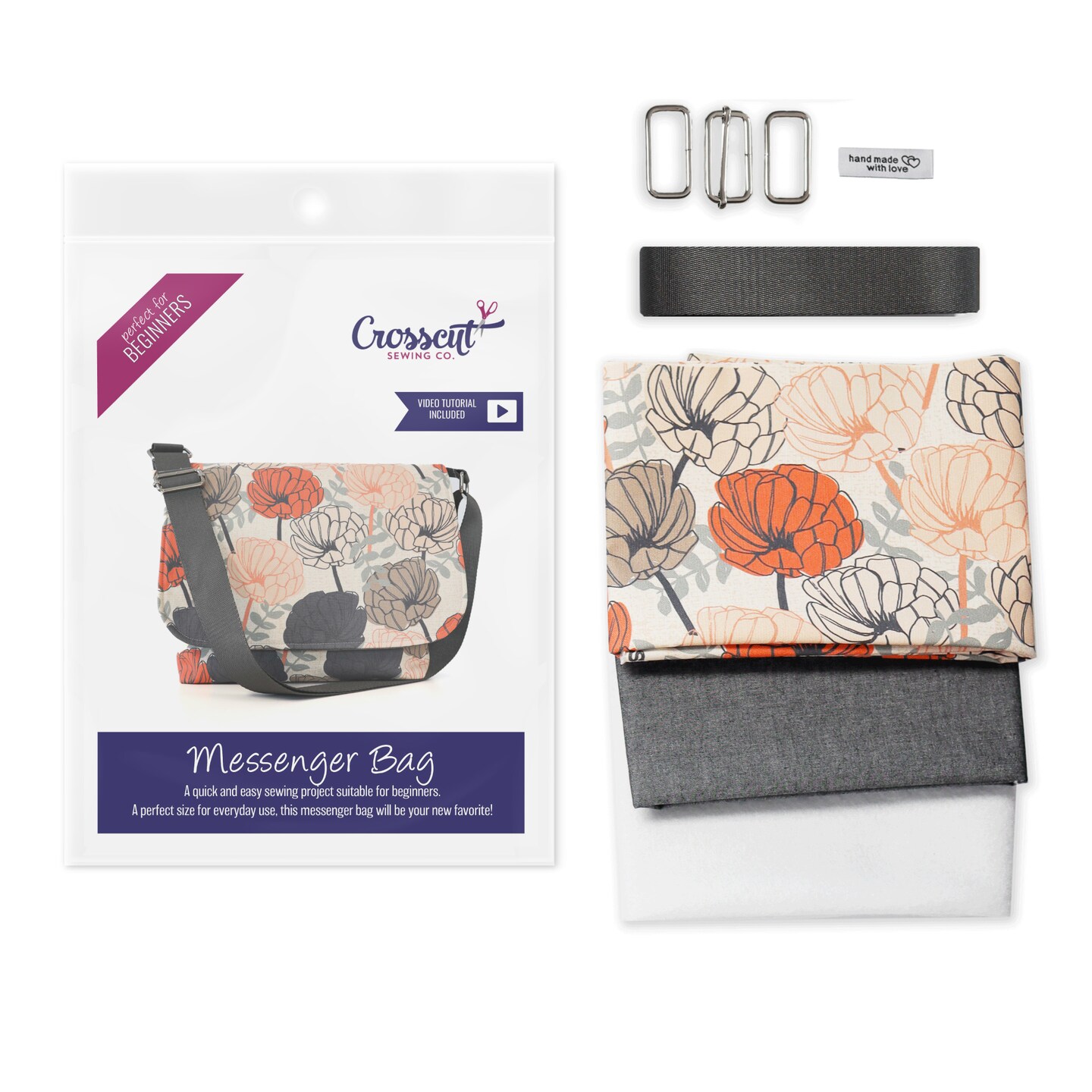 Crosscut Sewing Co.® Messenger Bag Sewing Project Kit for Beginners