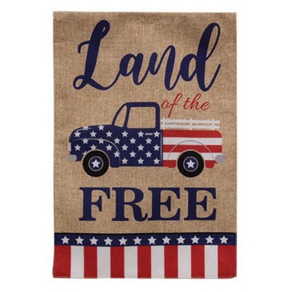 Land Of The Free Burlap Garden Flag