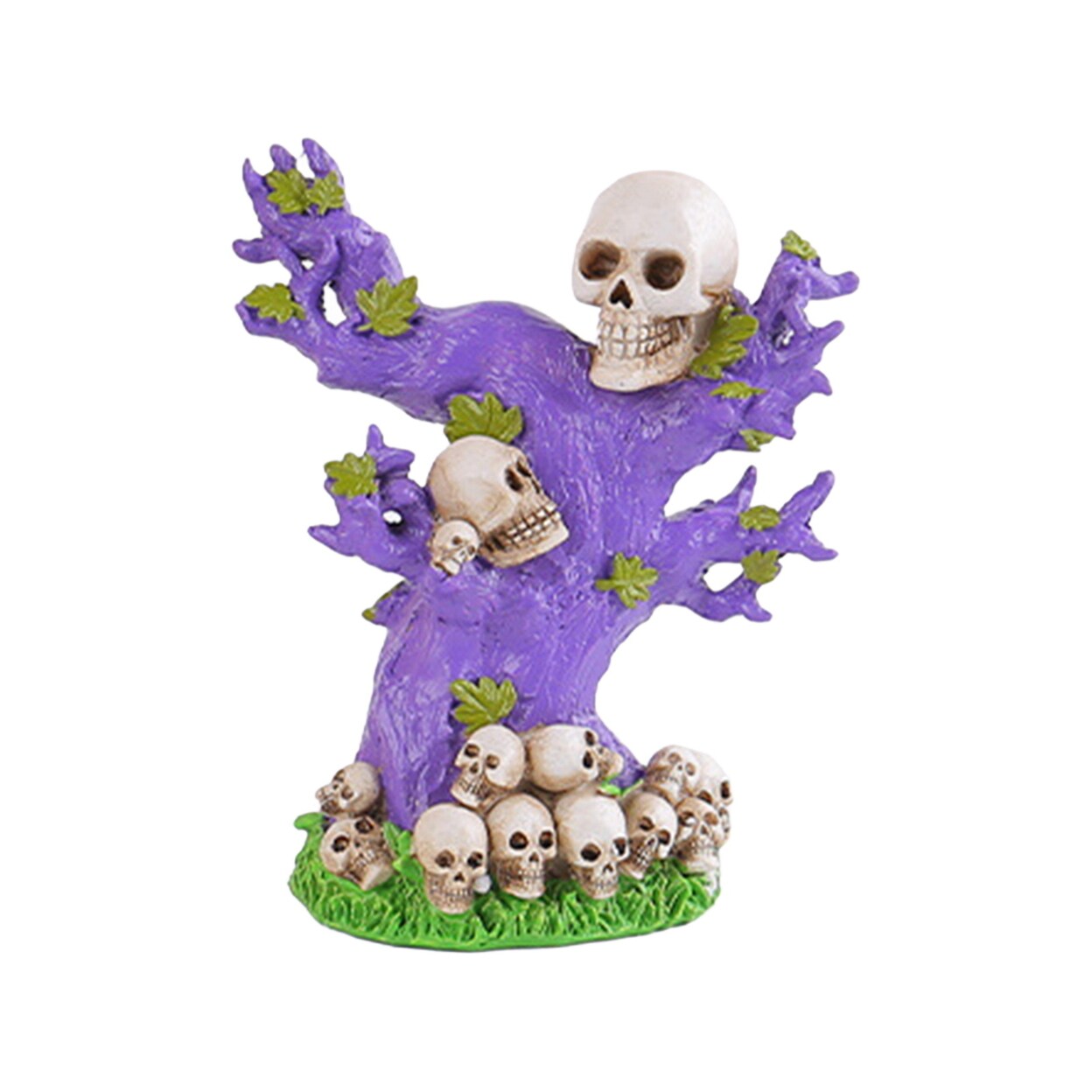 Halloween Skull Pumpkin Ornaments Resin Skull Stump Pumpkin Head Statue Scary Table Figurine For Indoor Haunted House