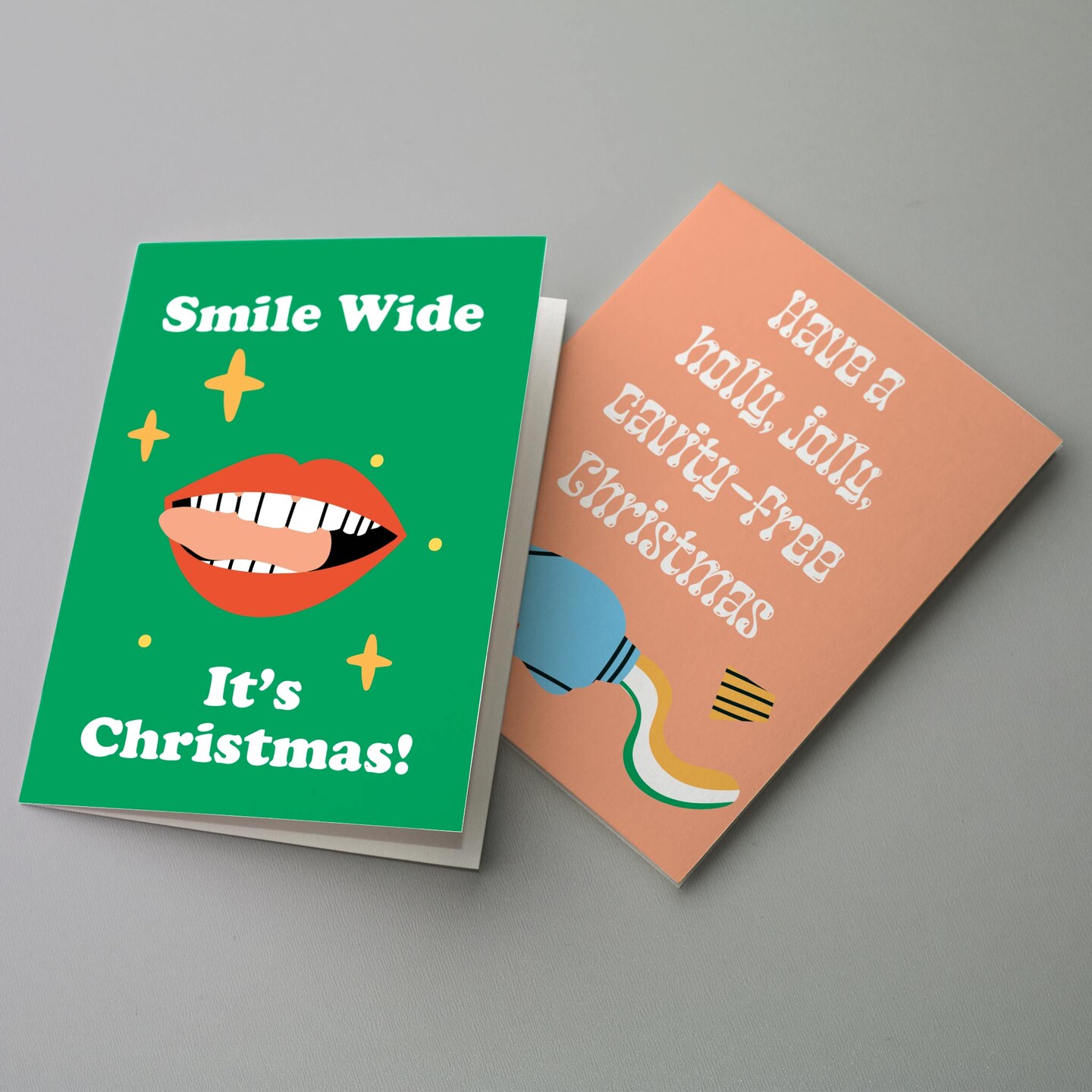 Dental-Themed Christmas Greeting Cards Boxed Set of 24 Holiday Notecards Featuring Funny Tooth and Smile Designs, Perfect for Dentists, Hygienists, and Dental Offices