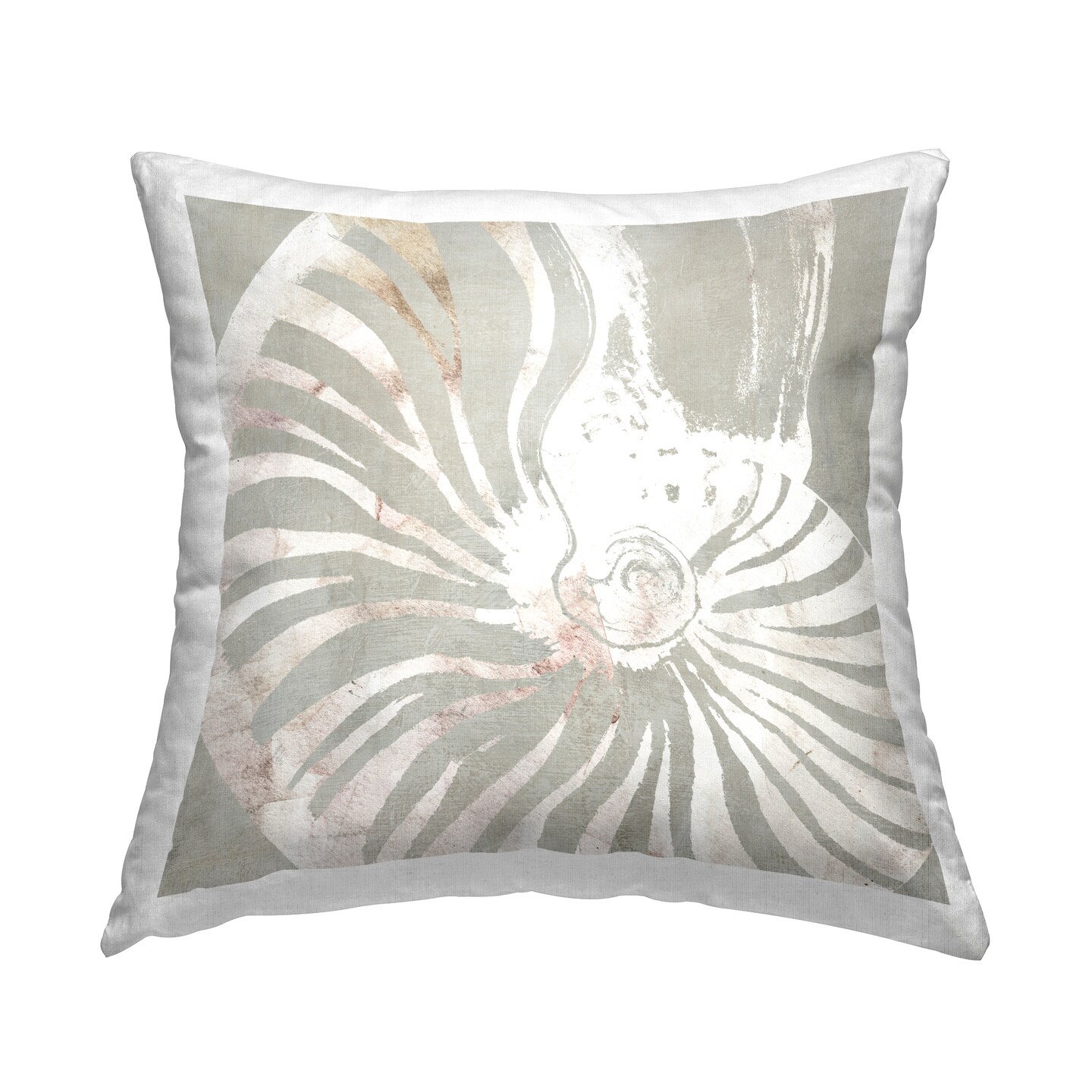 Round Spiral Seashell Decorative Printed Throw Pillow Design by Carol Robinson, 18 x 7 x 18