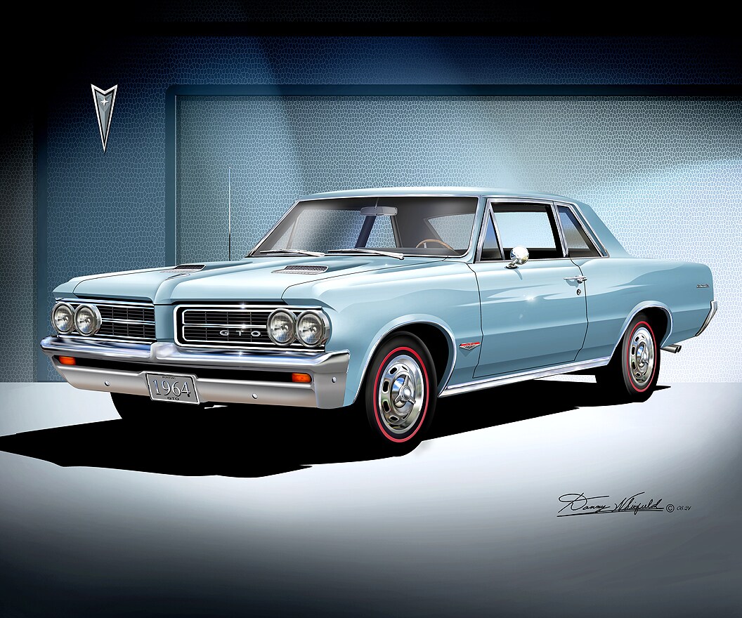 1964 Pontiac GTO Pillard Coupe - Skyline Blue Art Print by