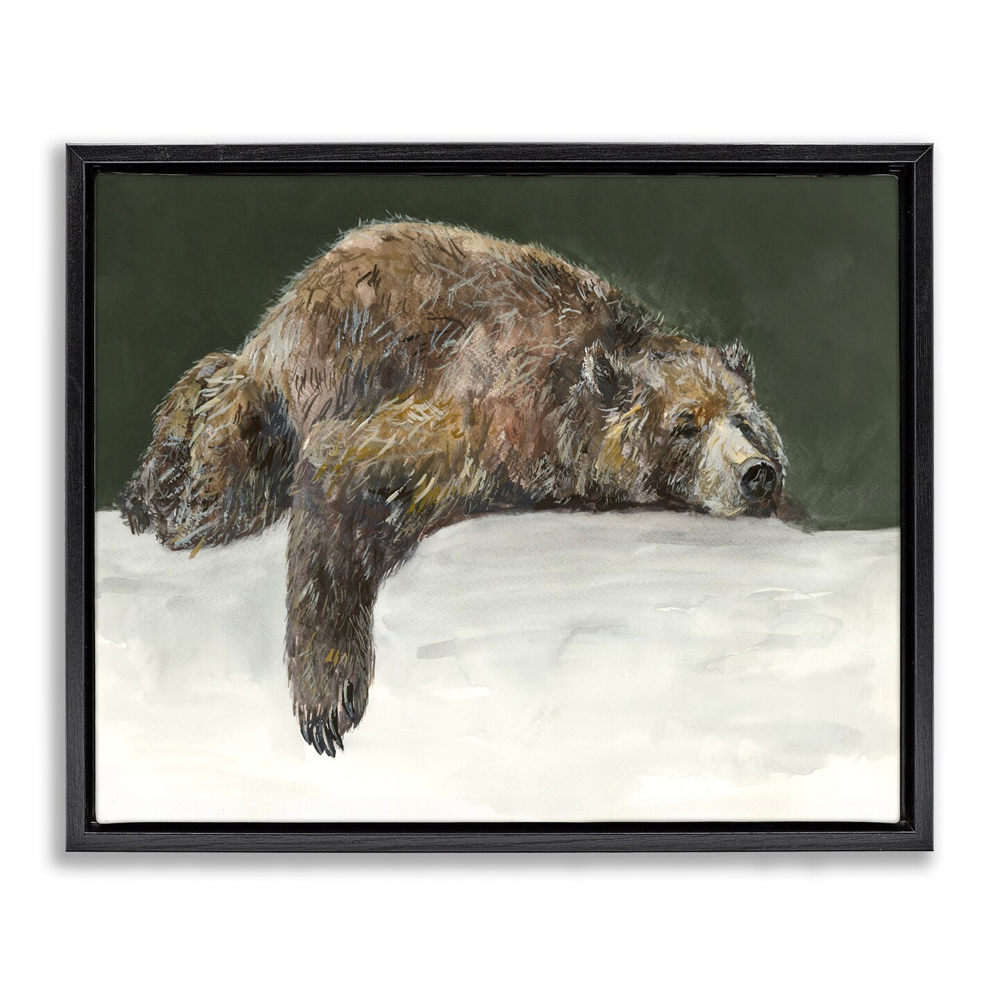Stupell Industries Sleepy Woodland Bear Framed Floater Canvas Wall Art Design by Jacob Q