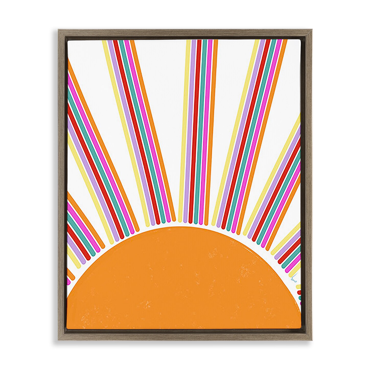 Stupell Industries Retro Striped Sun Rays Framed Floater Canvas Wall Art Design by Ashley Singleton
