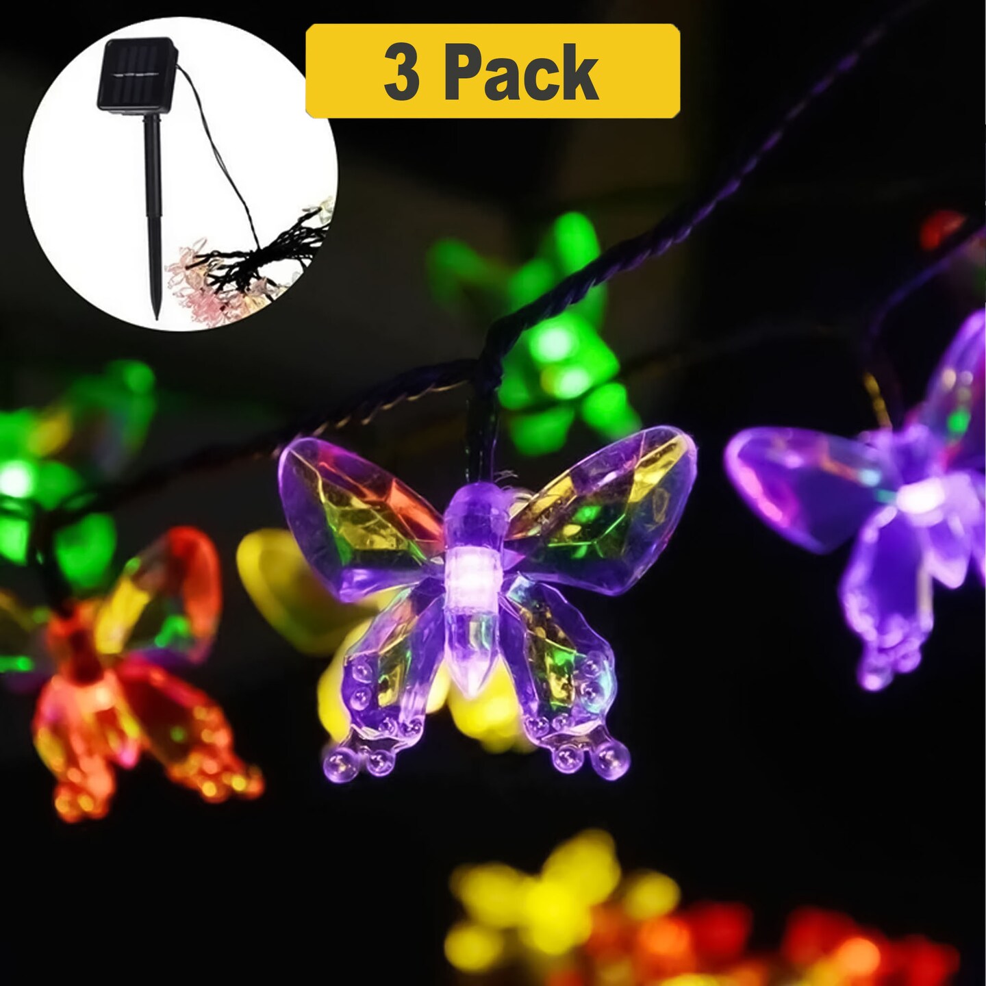 Solar Butterfly String Lights, 30 LEDs, Customizable Modes