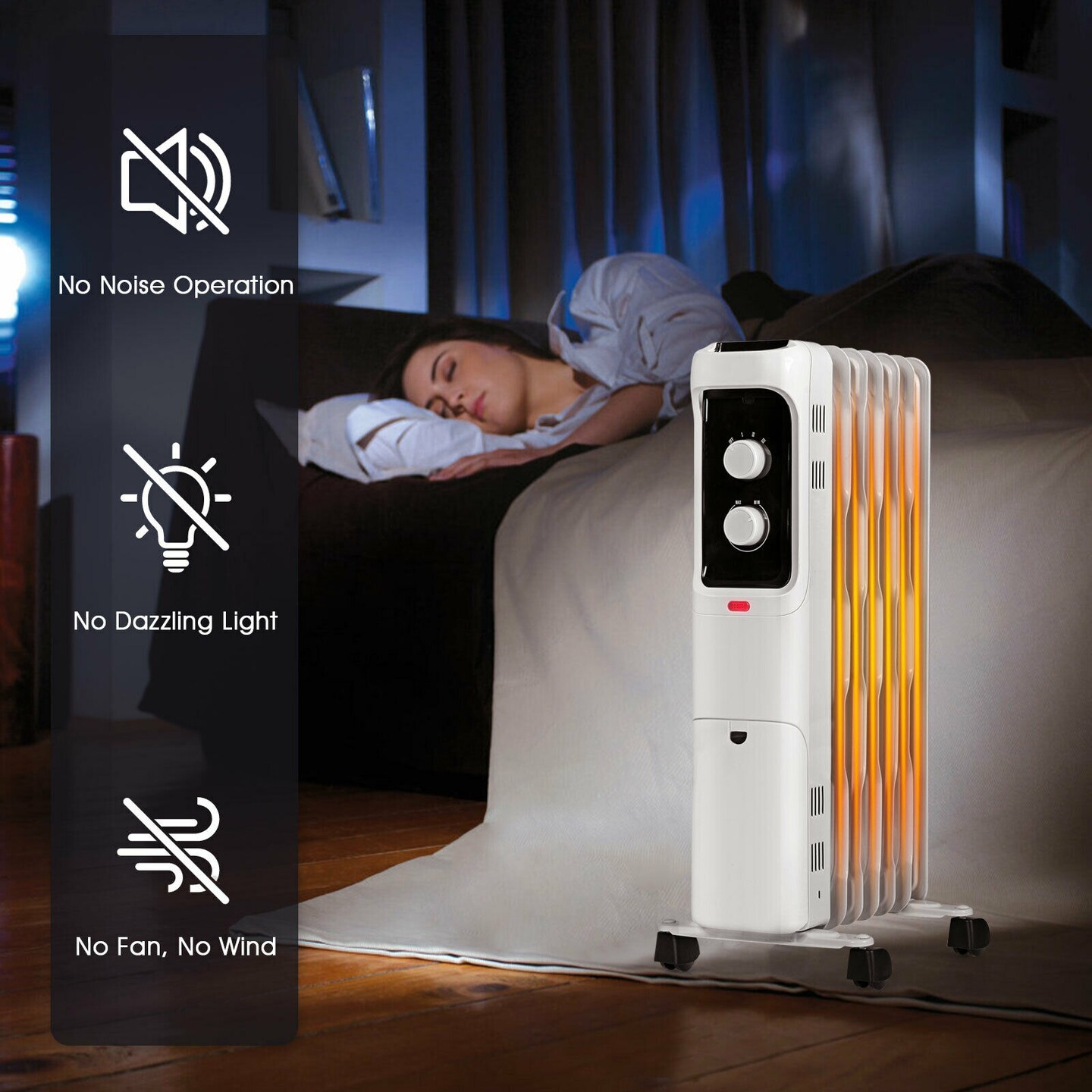 Oil Filled Portable Radiator Space Heater with Adjustable Thermostat