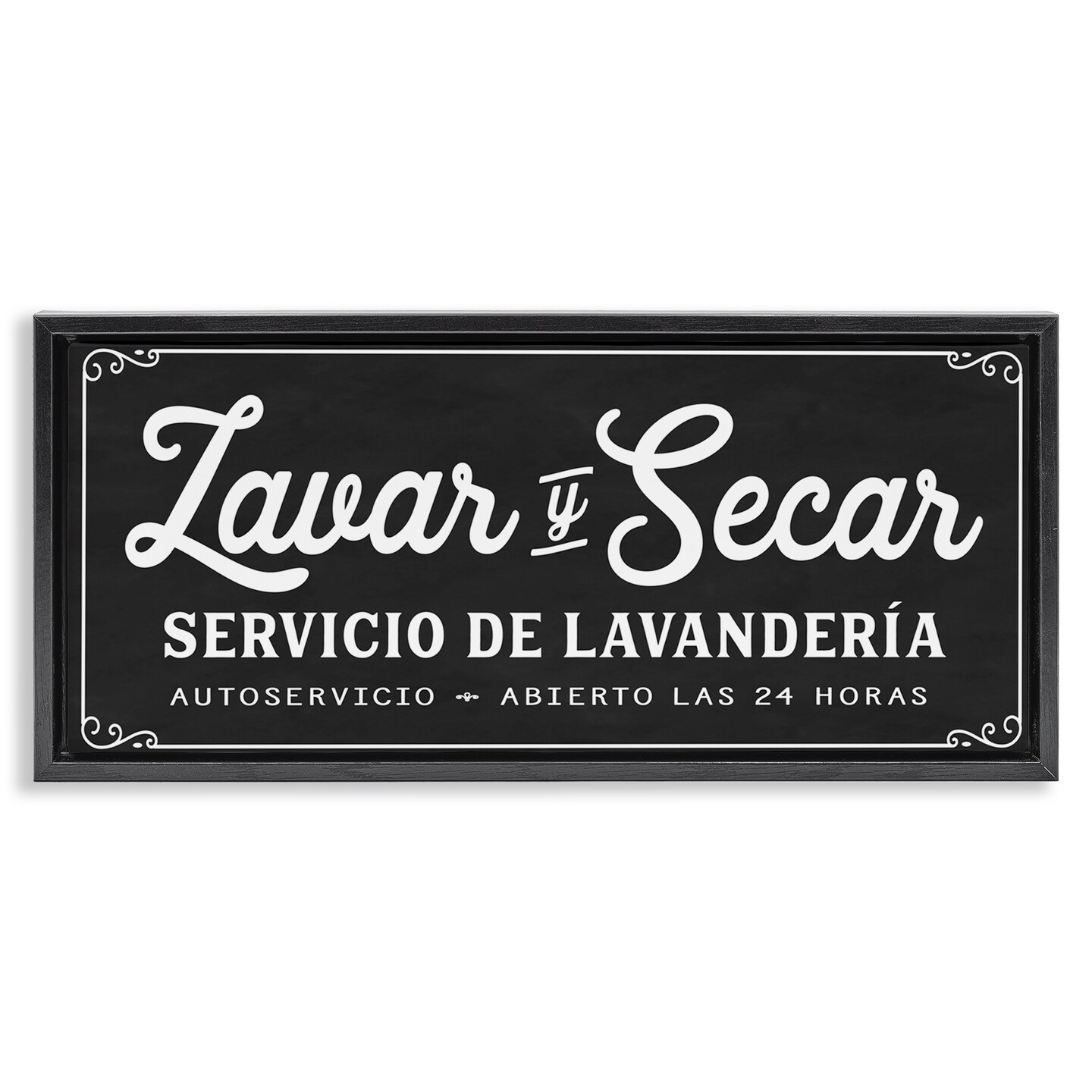 Stupell Industries Lavar y Secar Lavandería Framed Floater Canvas Wall Art