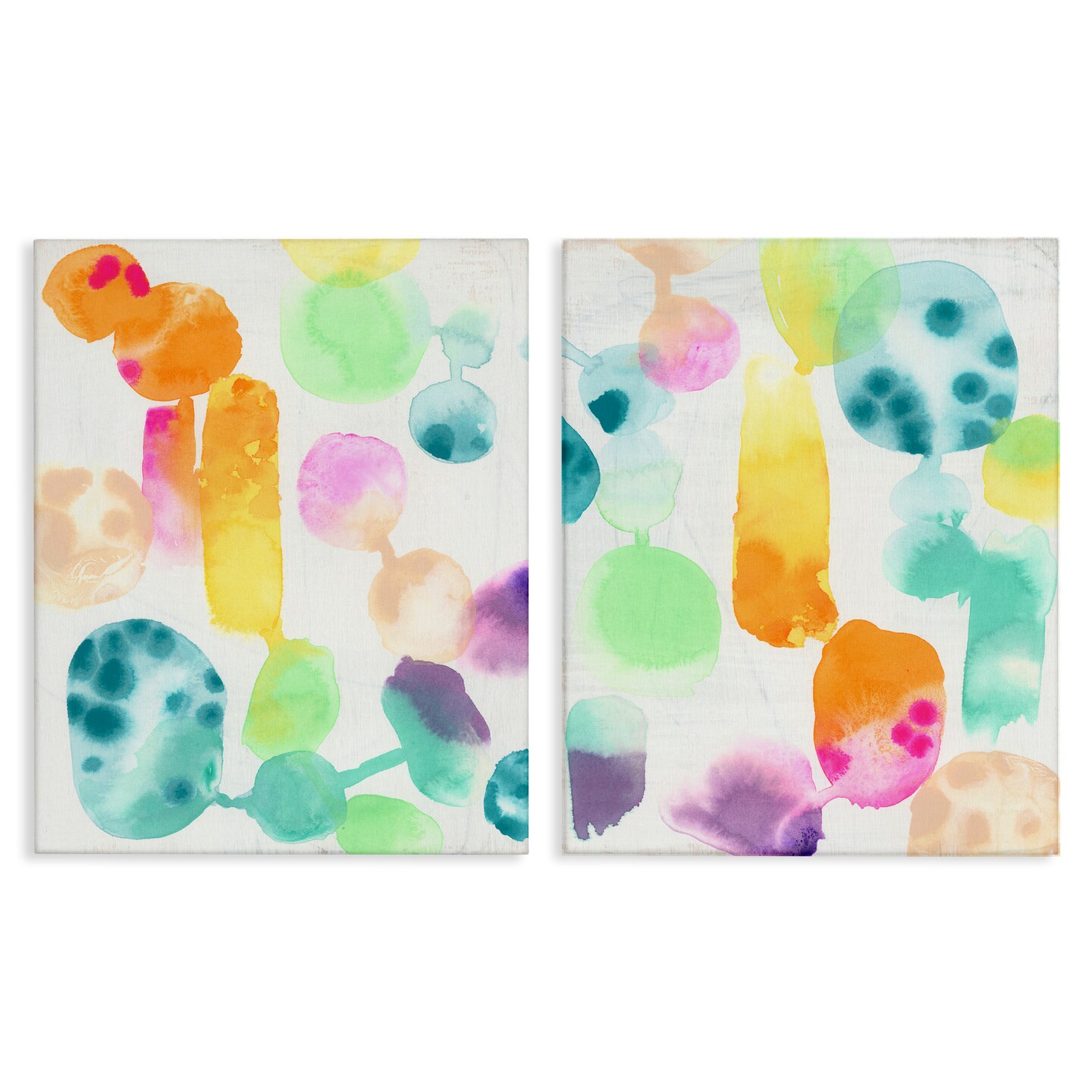 Stupell Industries Neon Colorful Abstract Shapes 2 pc Canvas Wall Art Set Design by June Erica Vess