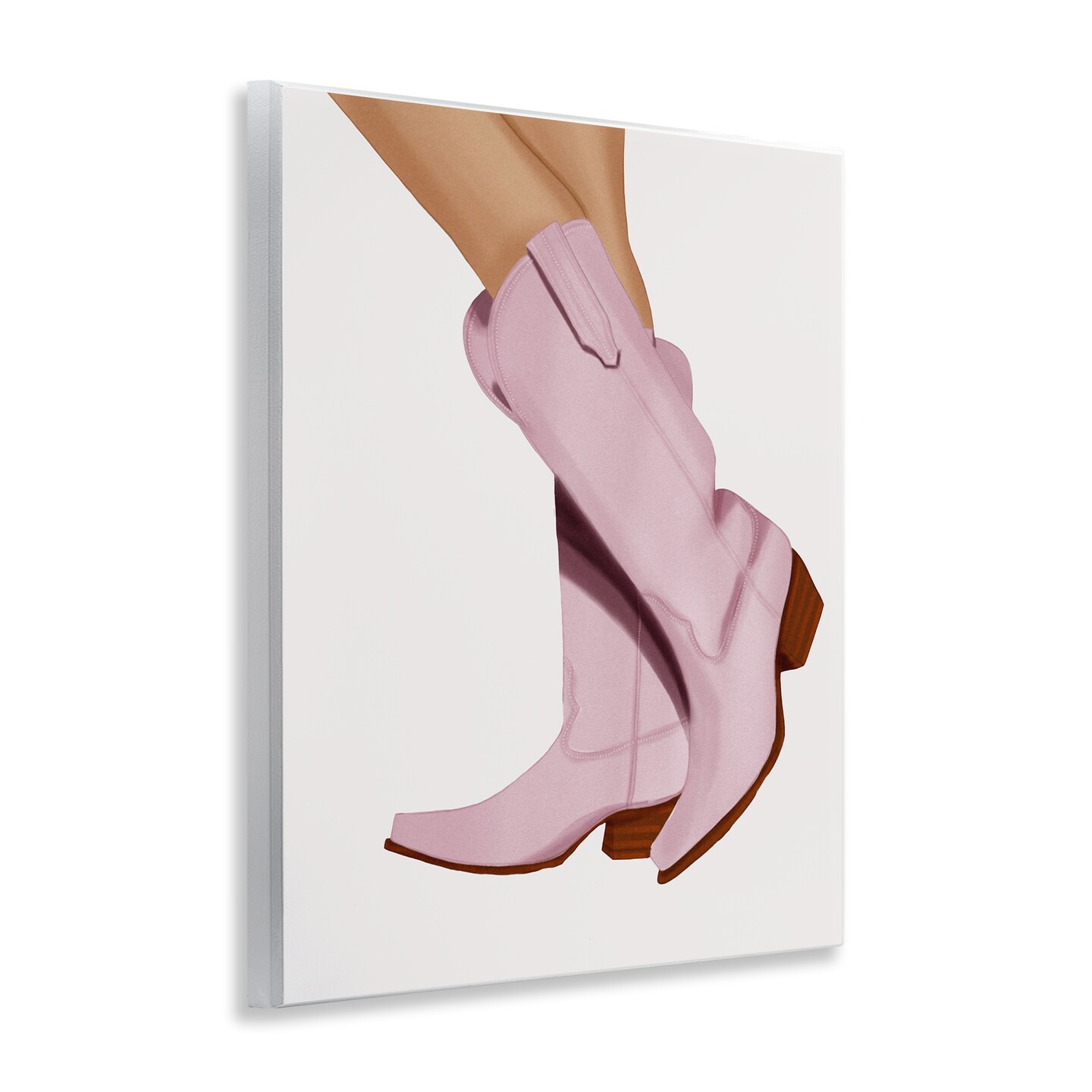 Stupell Industries Pastel Pink Cowgirl Boots Wall Plaque Art Design by Saba Rauf