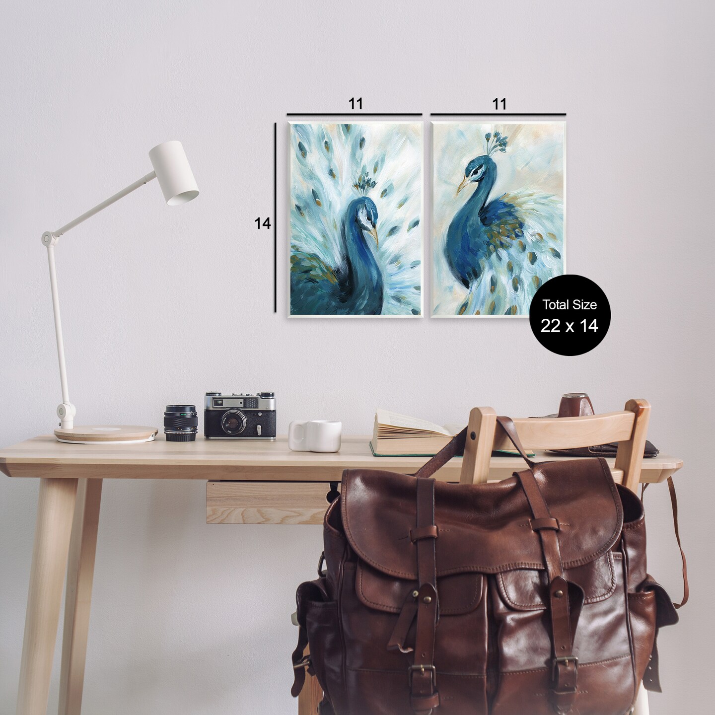 Stupell Industries Gentle Pretty Peacocks 2 pc Wall Plaque Art Set Design by Yvette St. Amant